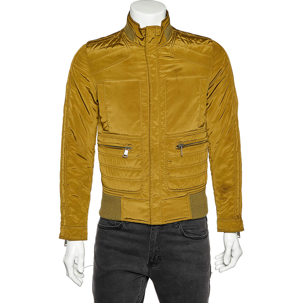 Pre Owned Dolce & Gabbana Olive Green Synthetic Zip Front Jacket XS