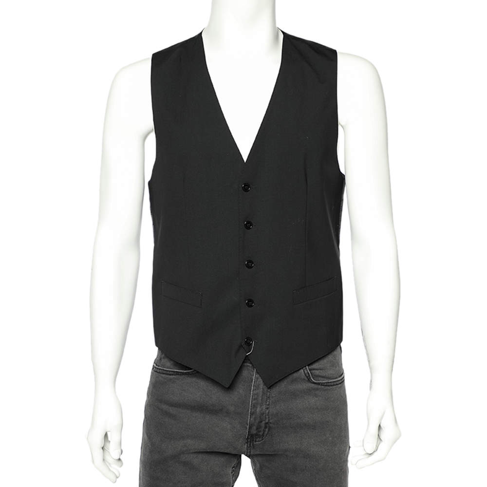 Pre Owned Dolce & Gabbana Black Wool Sleeveless Vest M