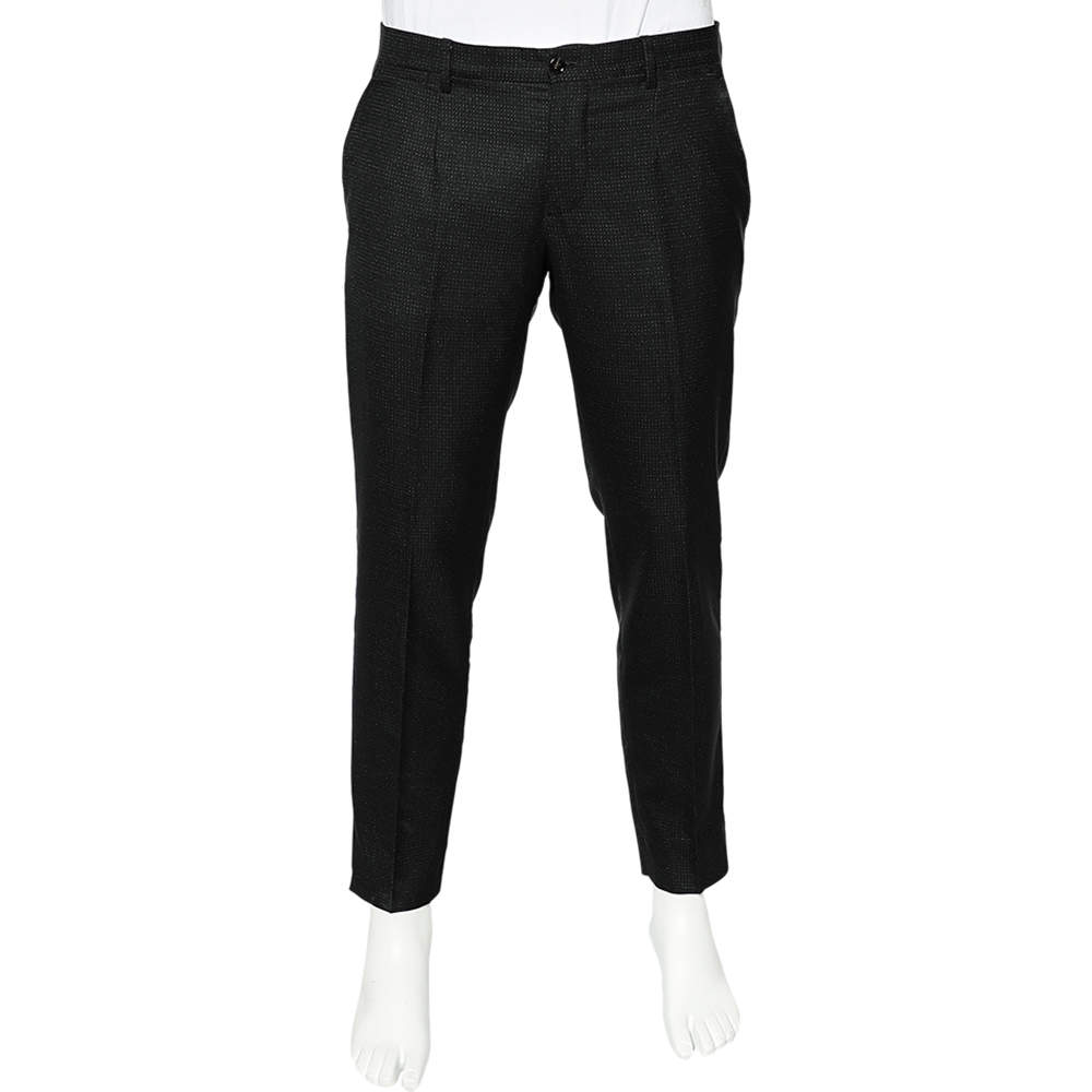 مملوكة مسبقًا بنطلون دولتشي أند غابانا صوف أسود رسمي مقاس وسط (ميديوم)