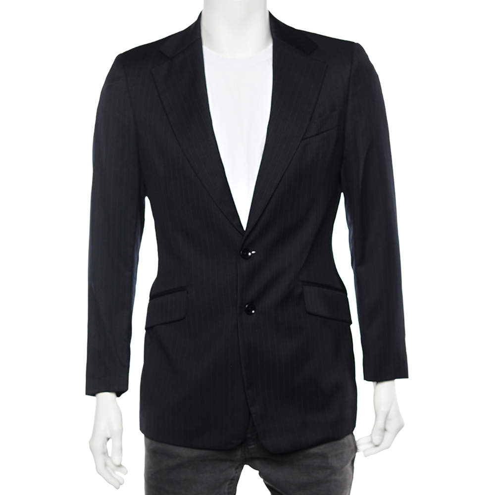 Pre Owned D&G Navy Blue Pinstripe Wool Button Front Blazer S