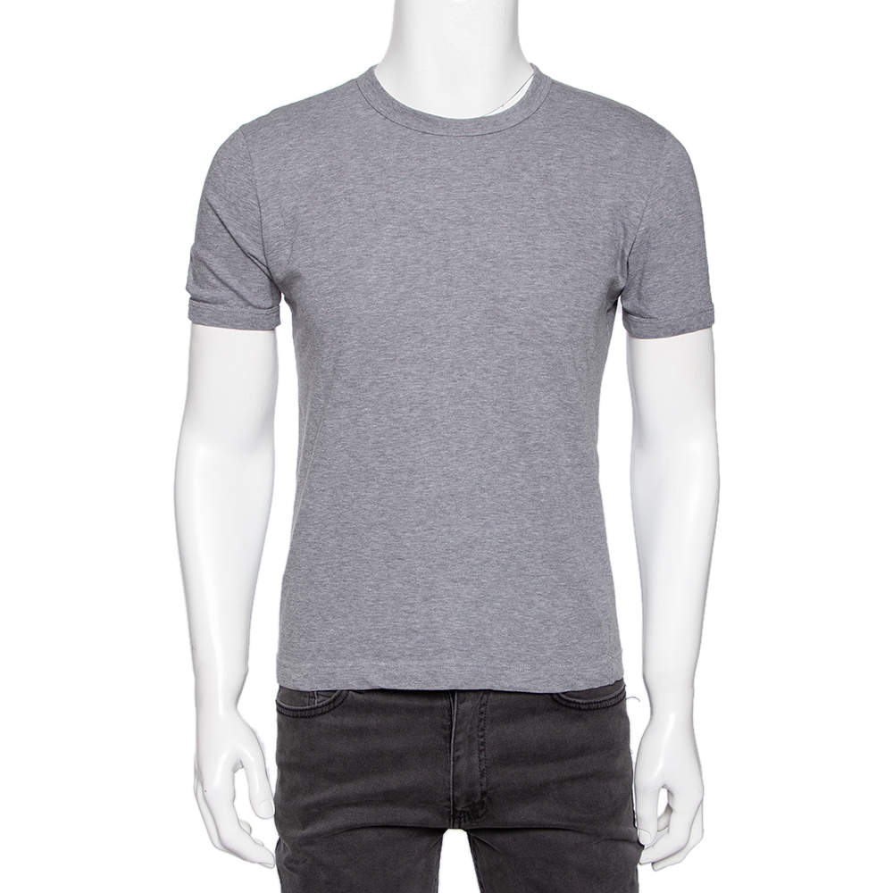 Pre Owned Dolce & Gabbana Grey Cotton Knit Crewneck T-Shirt S