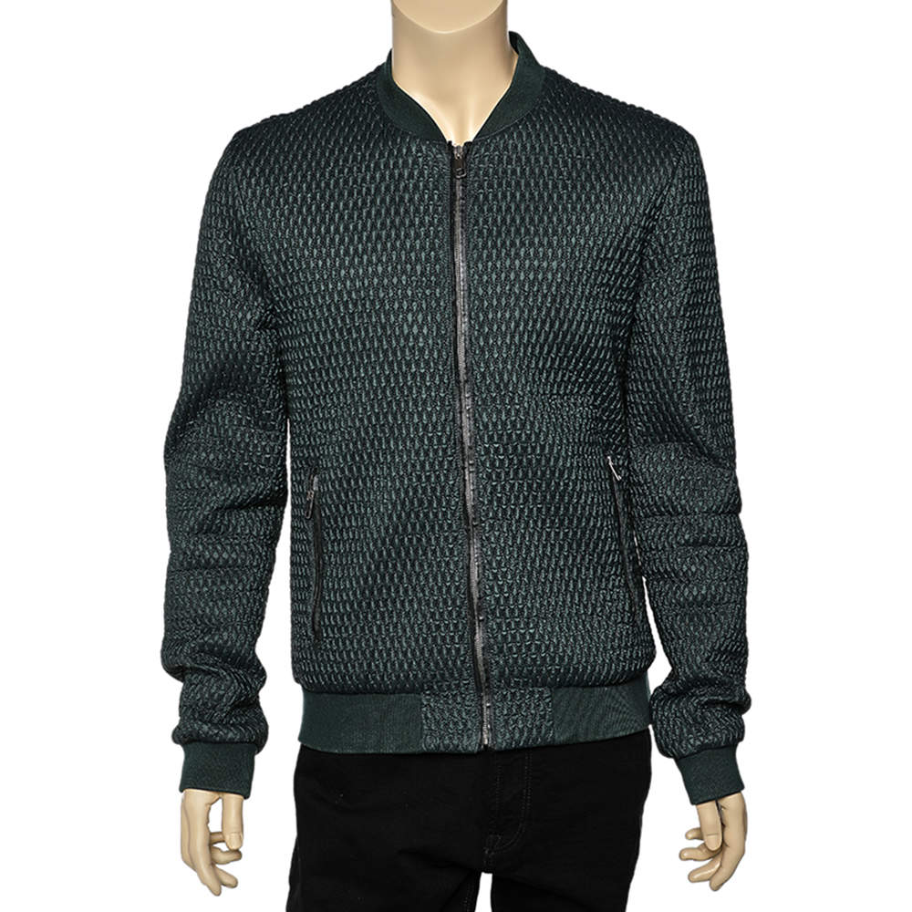 Pre Owned Dolce & Gabbana Dark Green Quilted Synthetic Bomber Jacket XXL