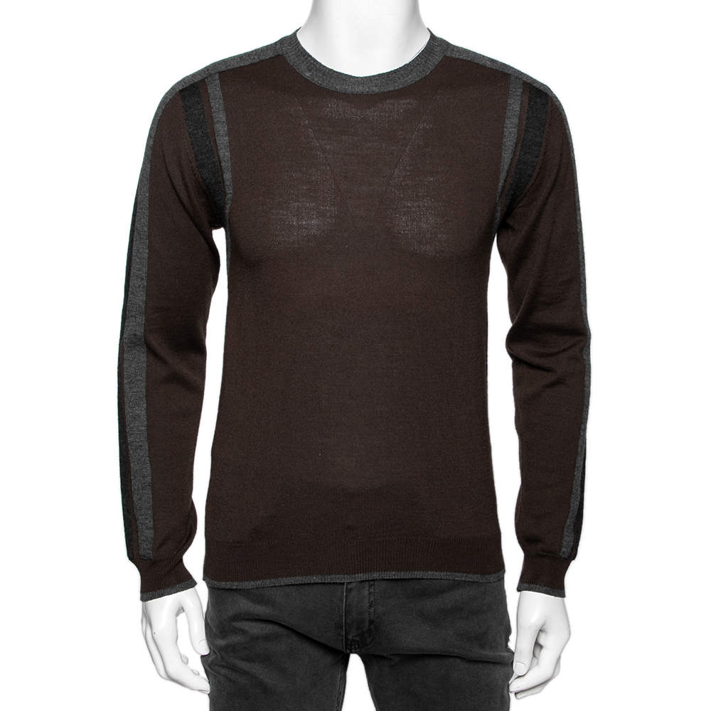 Pre Owned Dolce & Gabbana Brown Wool Knit Long Sleeve Sweater S