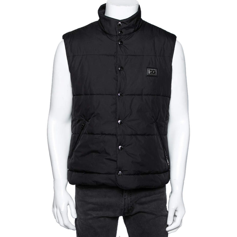 Pre Owned Dolce & Gabbana Black Synthetic Sleeveless Puffer Jacket L