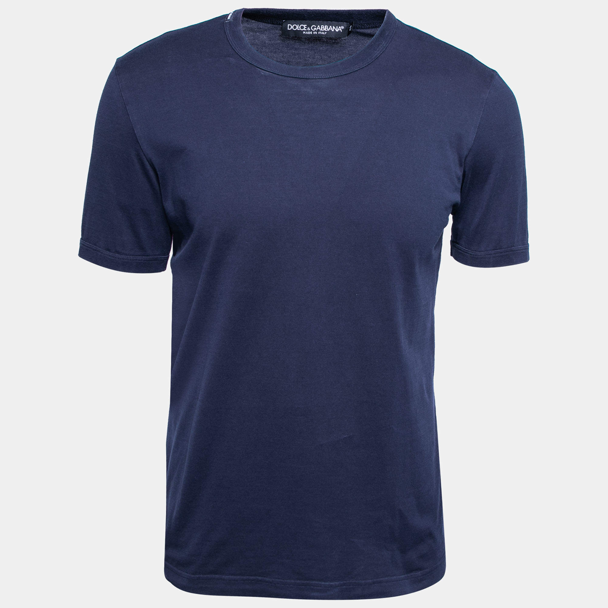 مملوكة مسبقًا Dolce & Gabbana Navy Blue Cotton Short Sleeve T-Shirt M