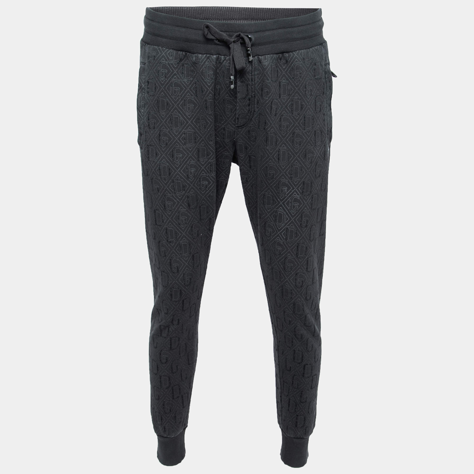 Pre Owned بنطلون رياضي دولتشي أند غابانا قطن أسوج مطبوع دي جي مقاس متوسط (ميديوم)