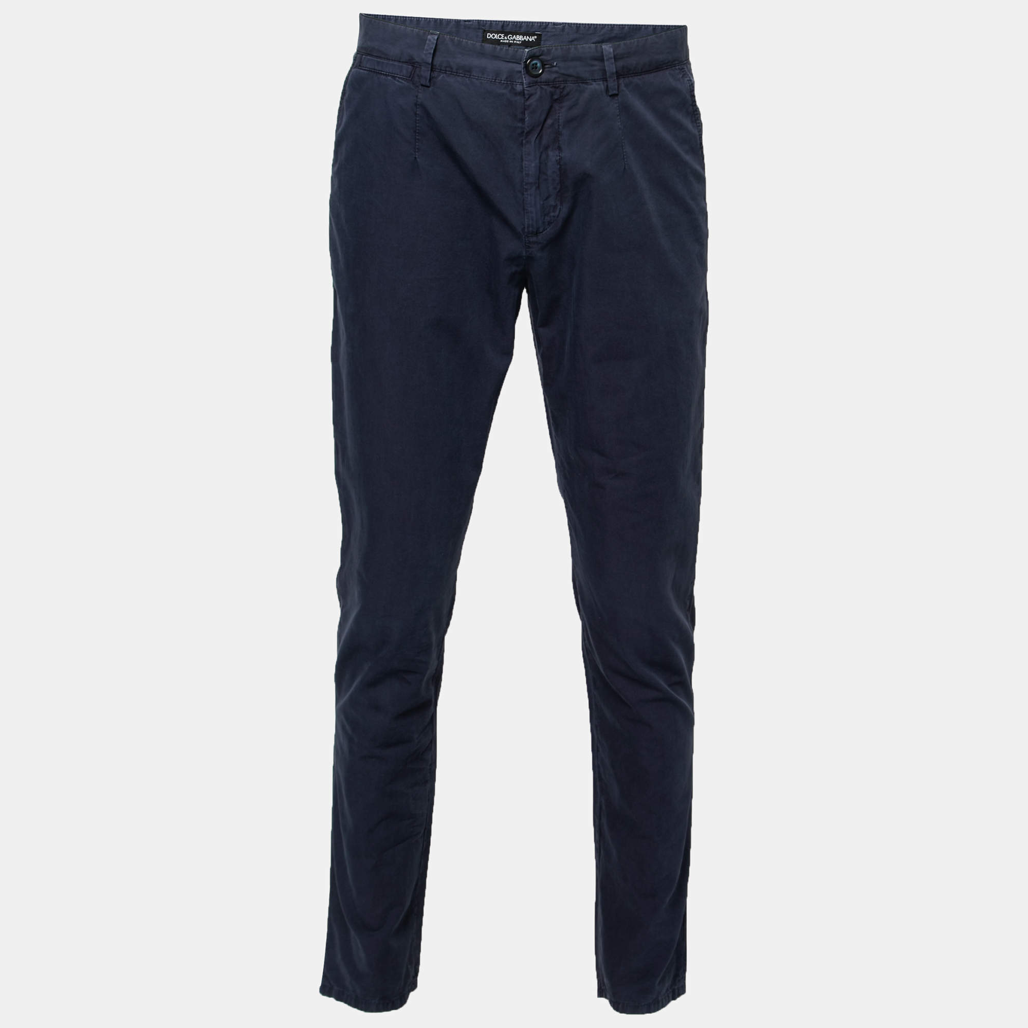 Pre Owned Dolce & Gabbana  Navy Blue Cotton Pants M Waist: 32"