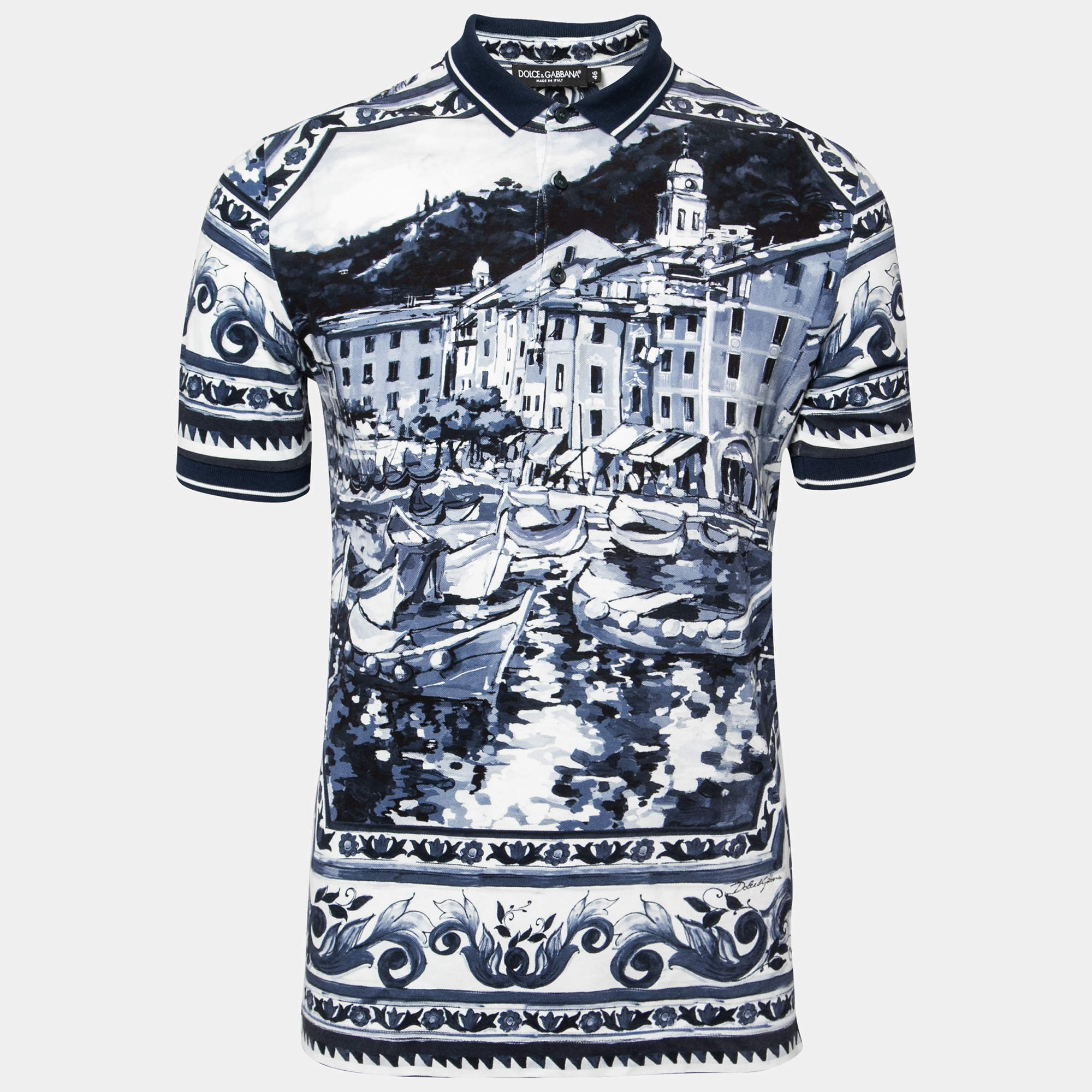 Pre Owned Dolce & Gabbana Navy Blue Cotton Pique Polo T-Shirt S