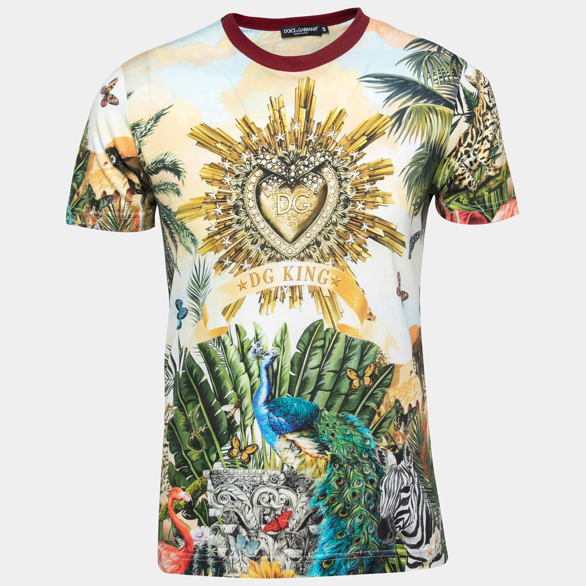 Pre Owned Dolce & Gabbana Multicolor Giardino Printed Cotton Crewneck T-Shirt M