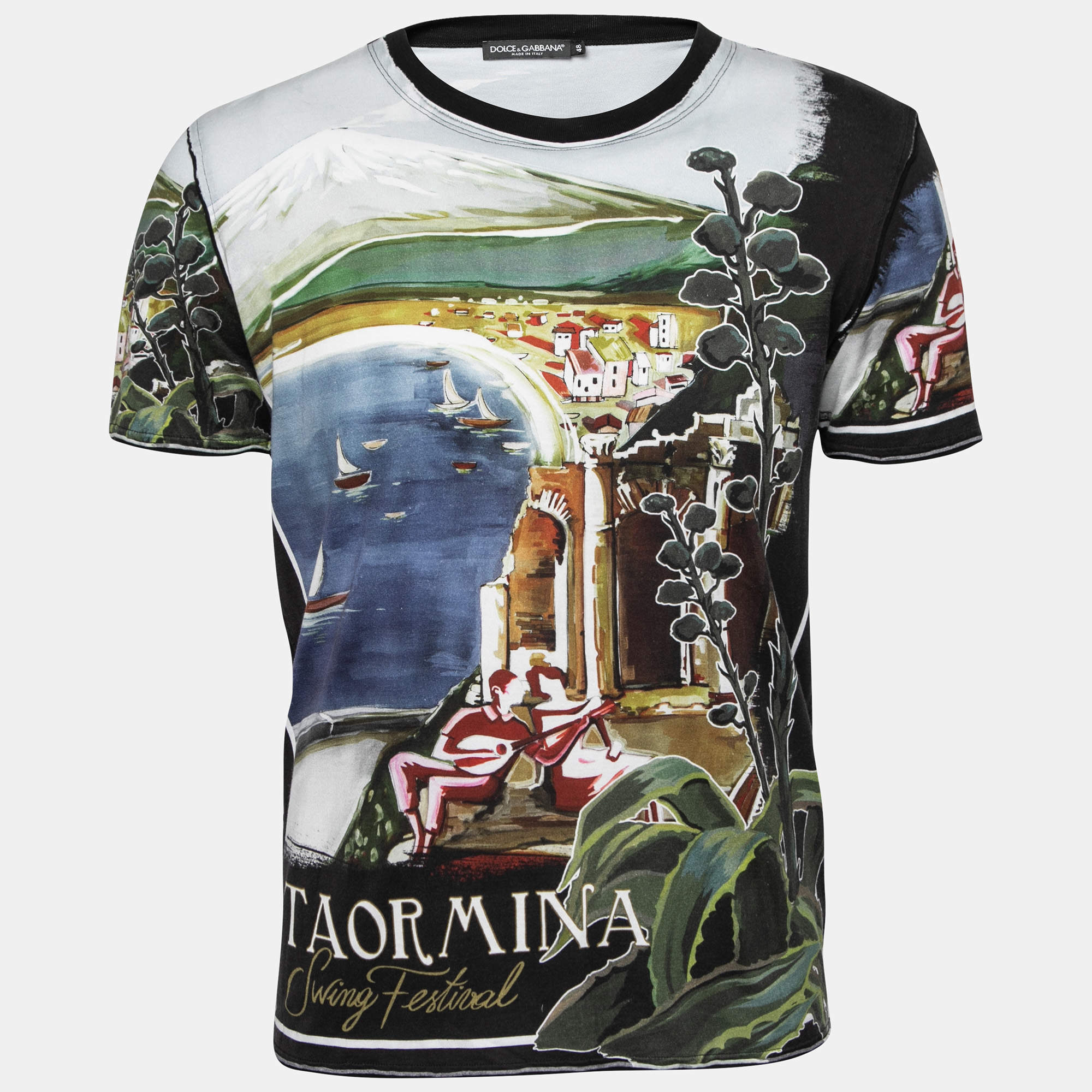 Pre Owned Dolce & Gabbana Multicolor Taormina Printed Cotton T-Shirt M