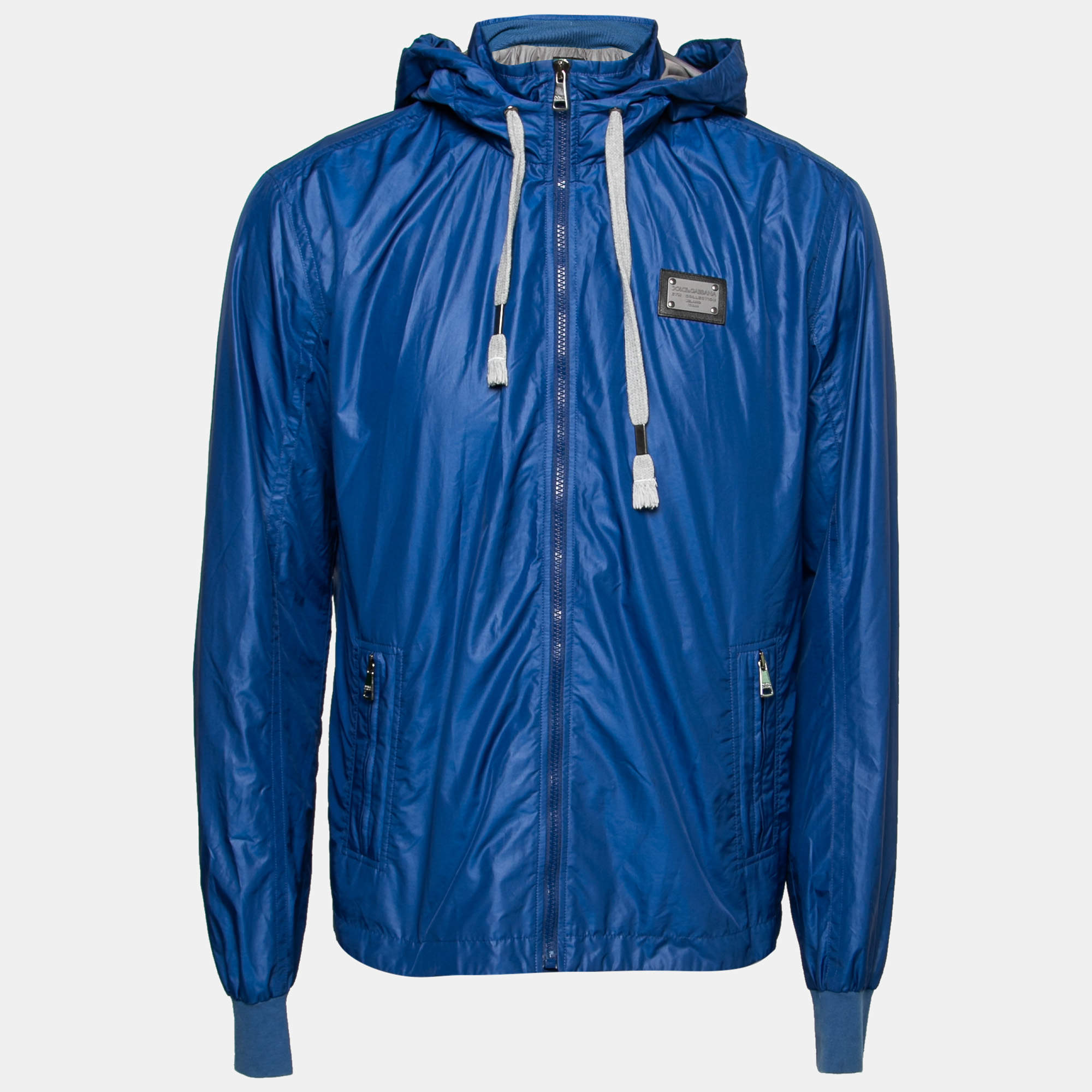 Pre Owned Dolce & Gabbana Blue Synthetic Zip-Front Jacket M 