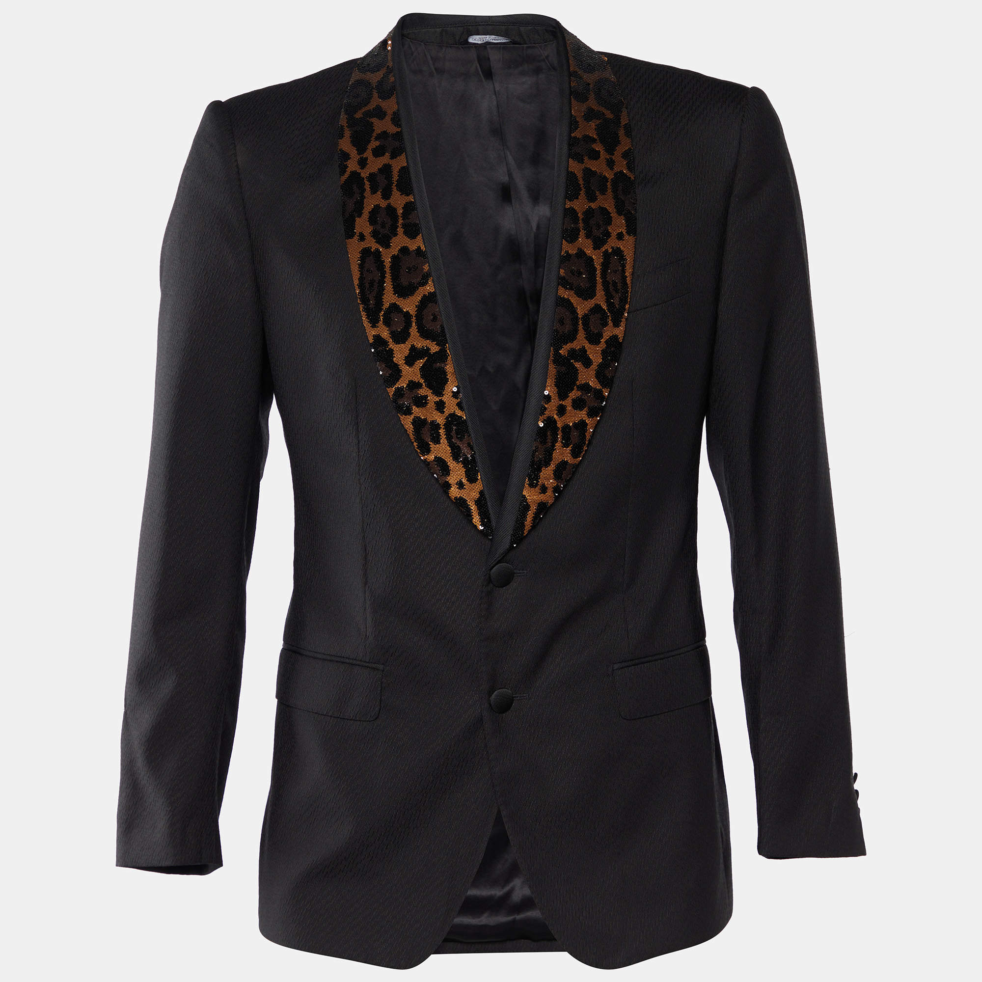 Pre Owned Dolce & Gabbana Black Wool & Silk Sequin Embellished Blazer M