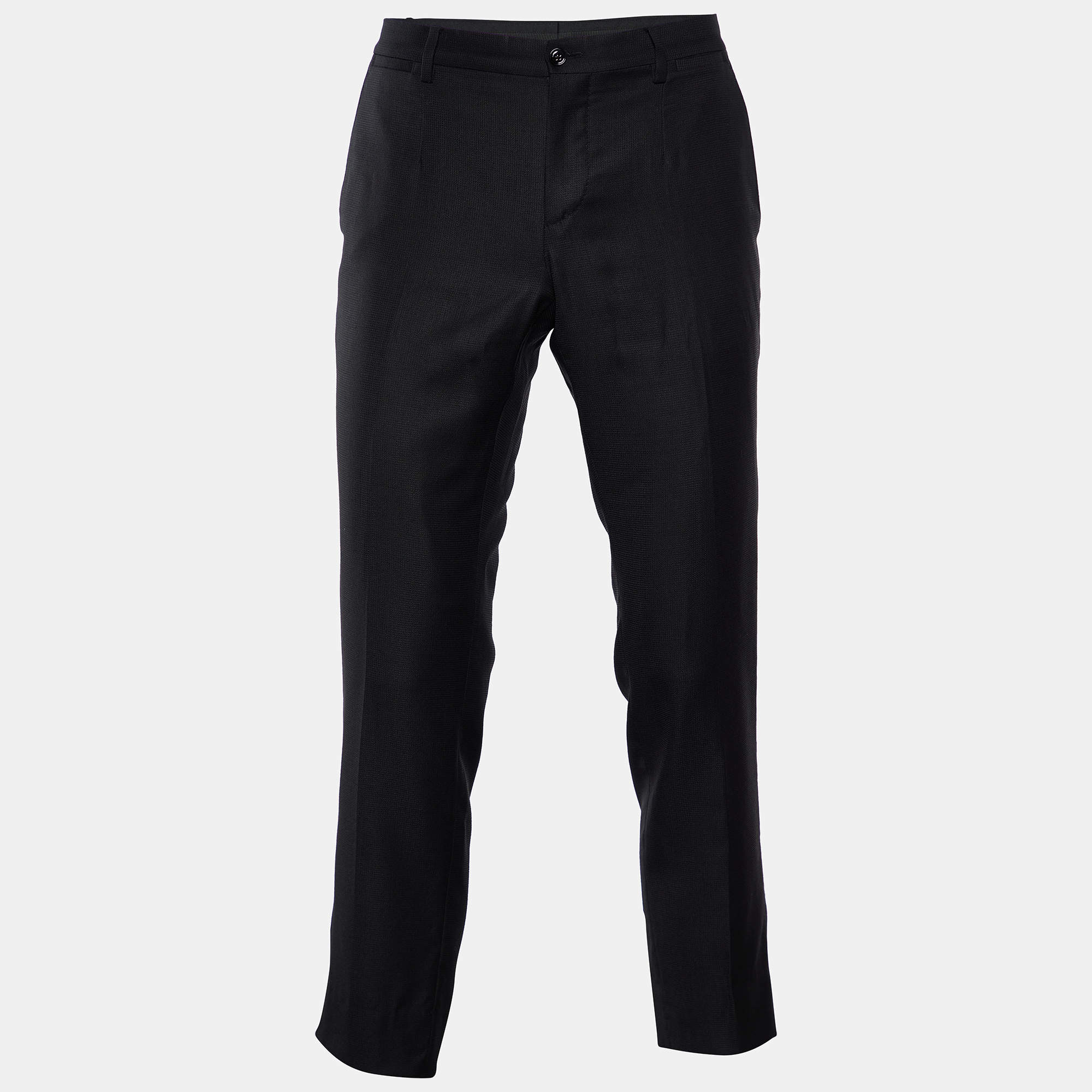 مملوكة مسبقًا Dolce & Gabbana Black Textured Wool & Silk Pants M