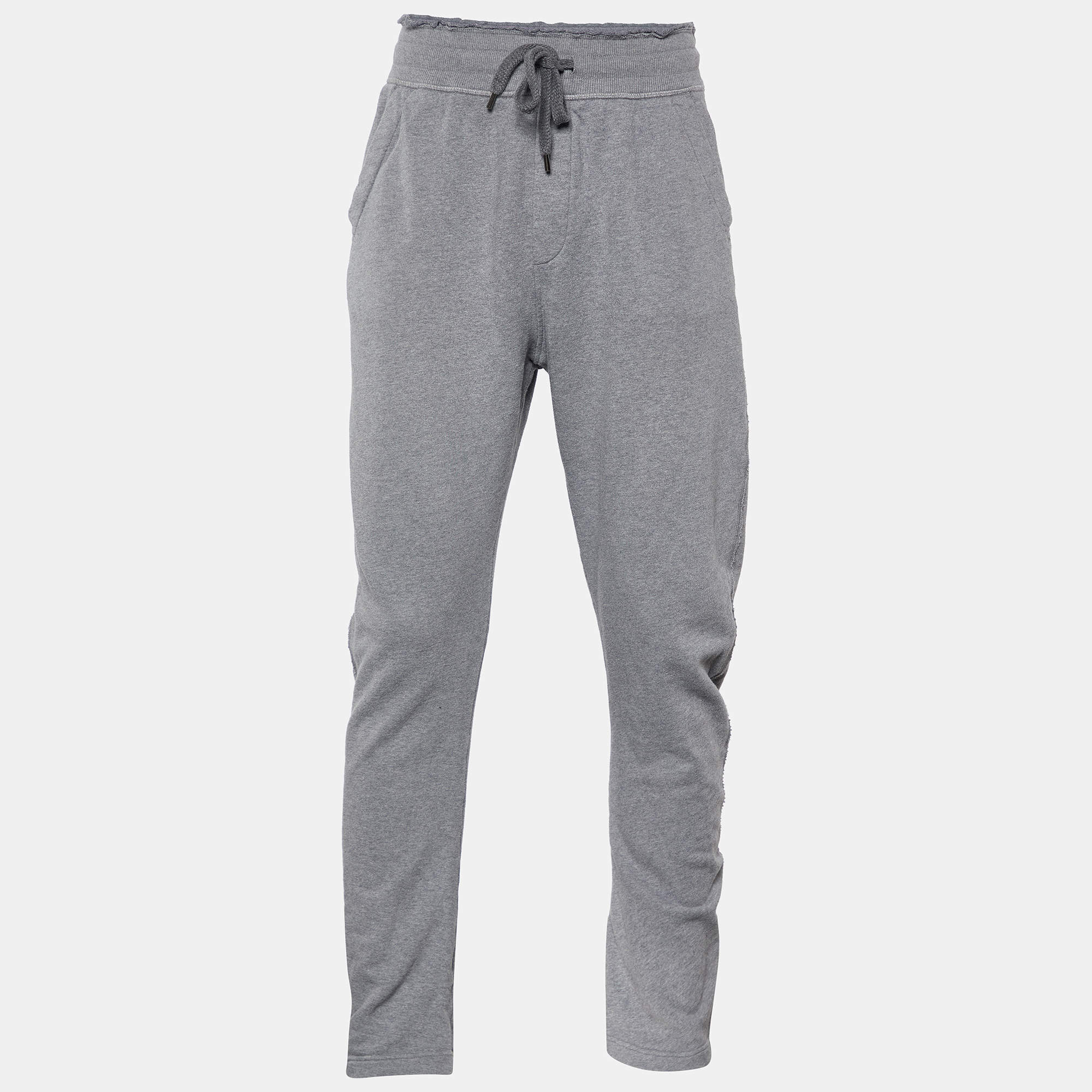 مملوكة مسبقًا Dolce & Gabbana Grey Cotton Knit Joggers L