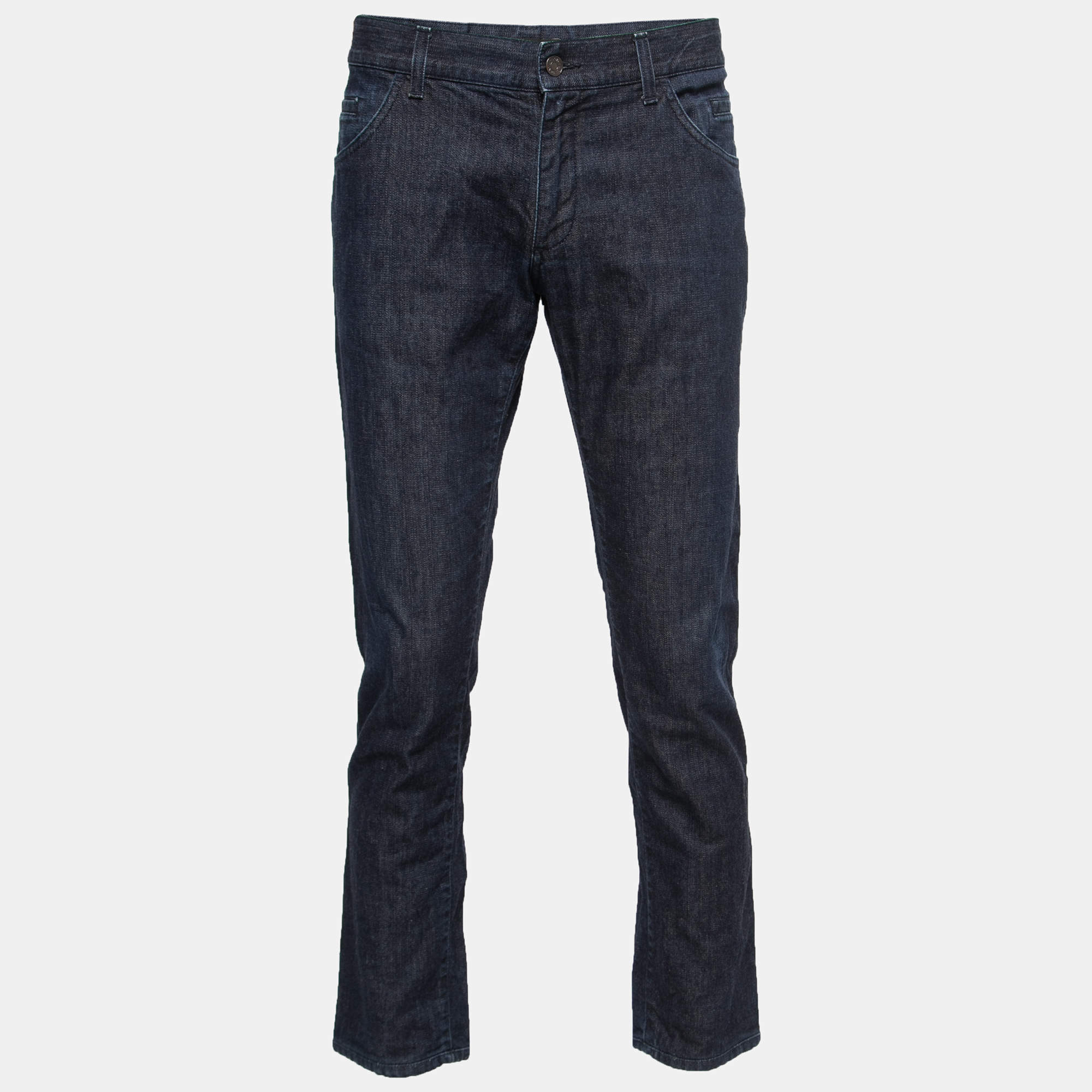 Pre Owned Dolce & Gabbana Deep Blue Denim Classic 16 Jeans L Waist 34"