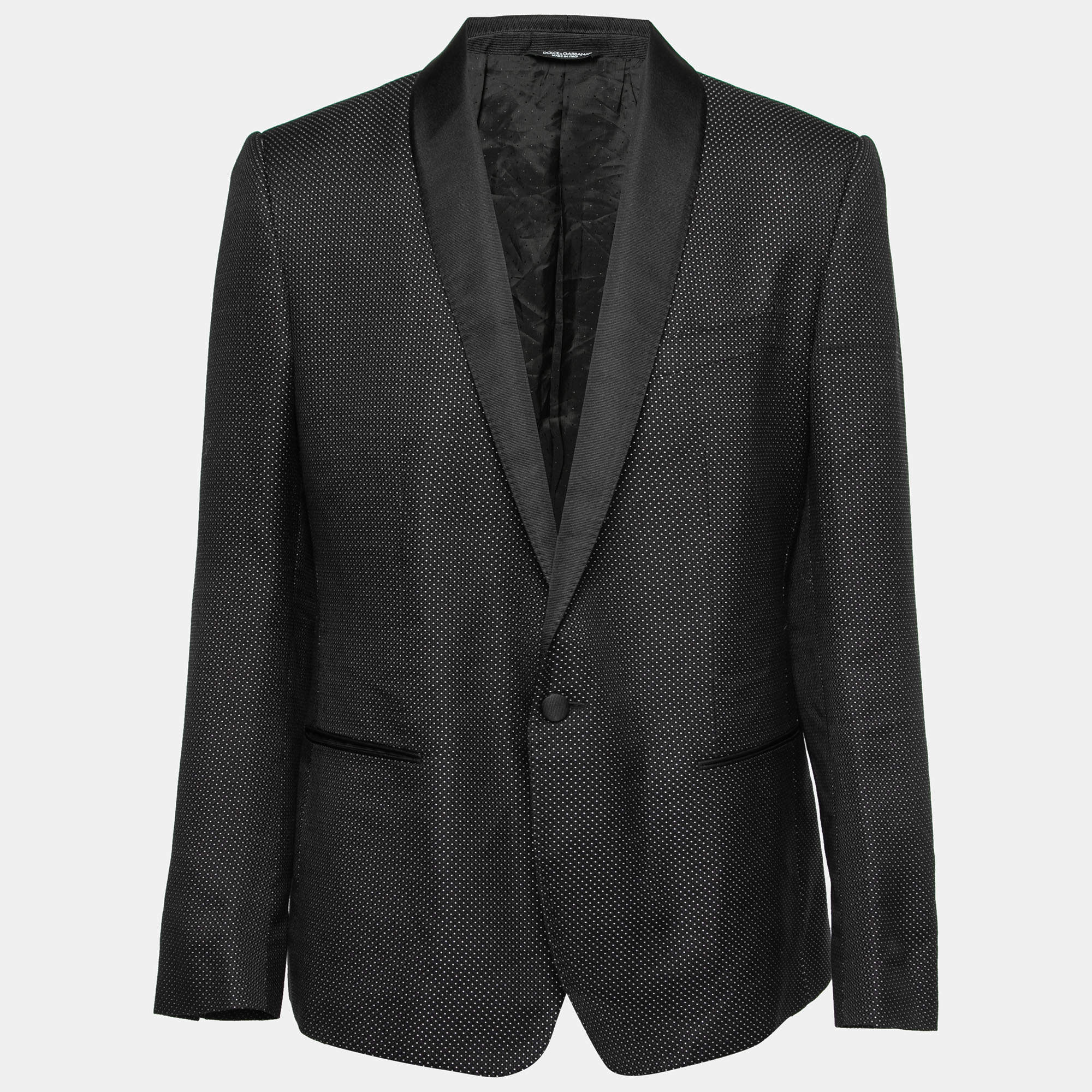Pre Owned Dolce & Gabbana Black Dotted Jacquard Martini Blazer 2XL