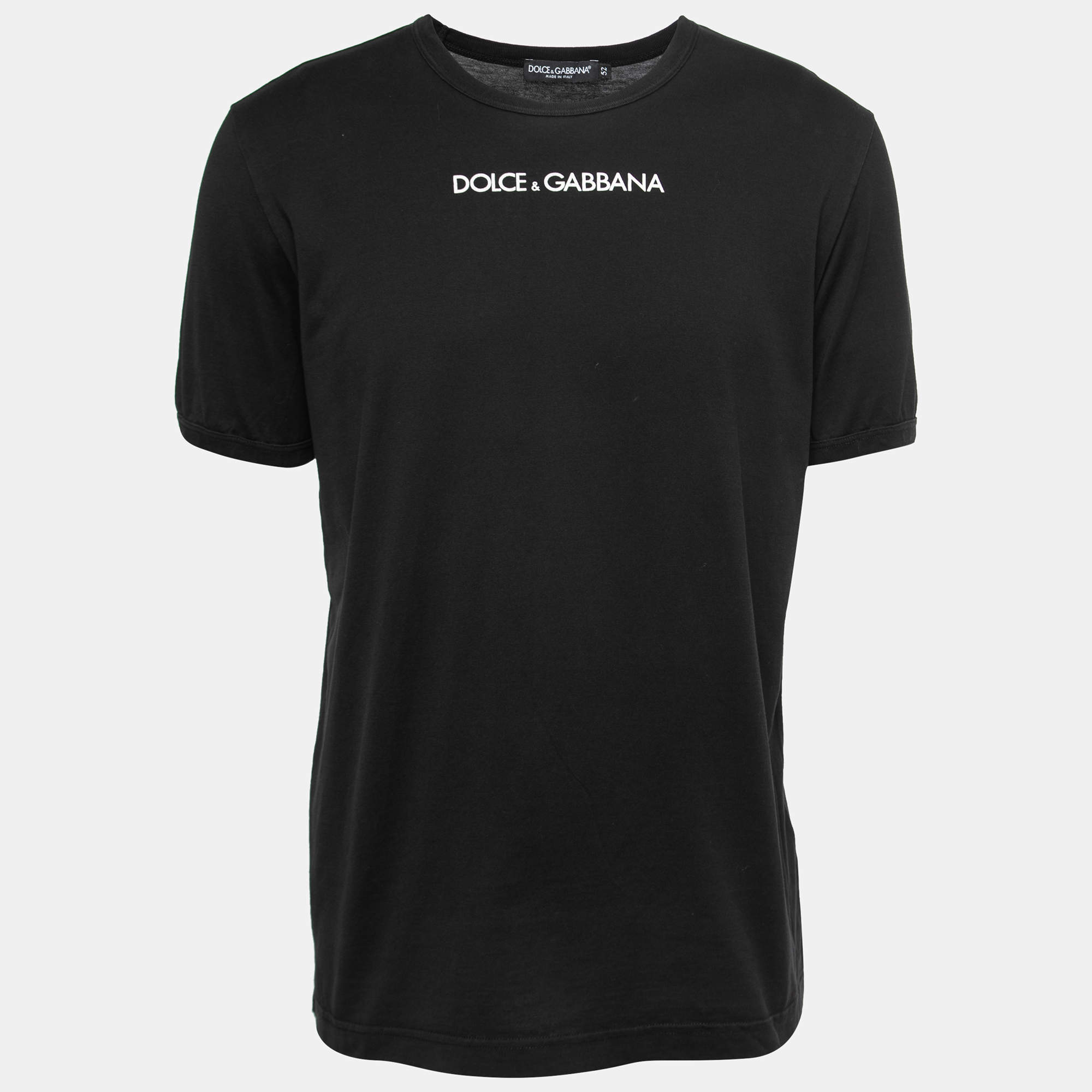 مملوكة مسبقًا Dolce & Gabbana Black Logo Printed Cotton Short Sleeve T-Shirt XL