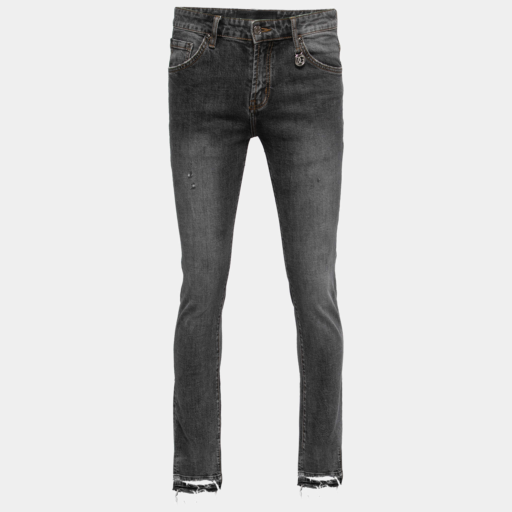Dolce & Gabbana Grey Distressed Denim Stretch 14 Jeans M Waist 32"