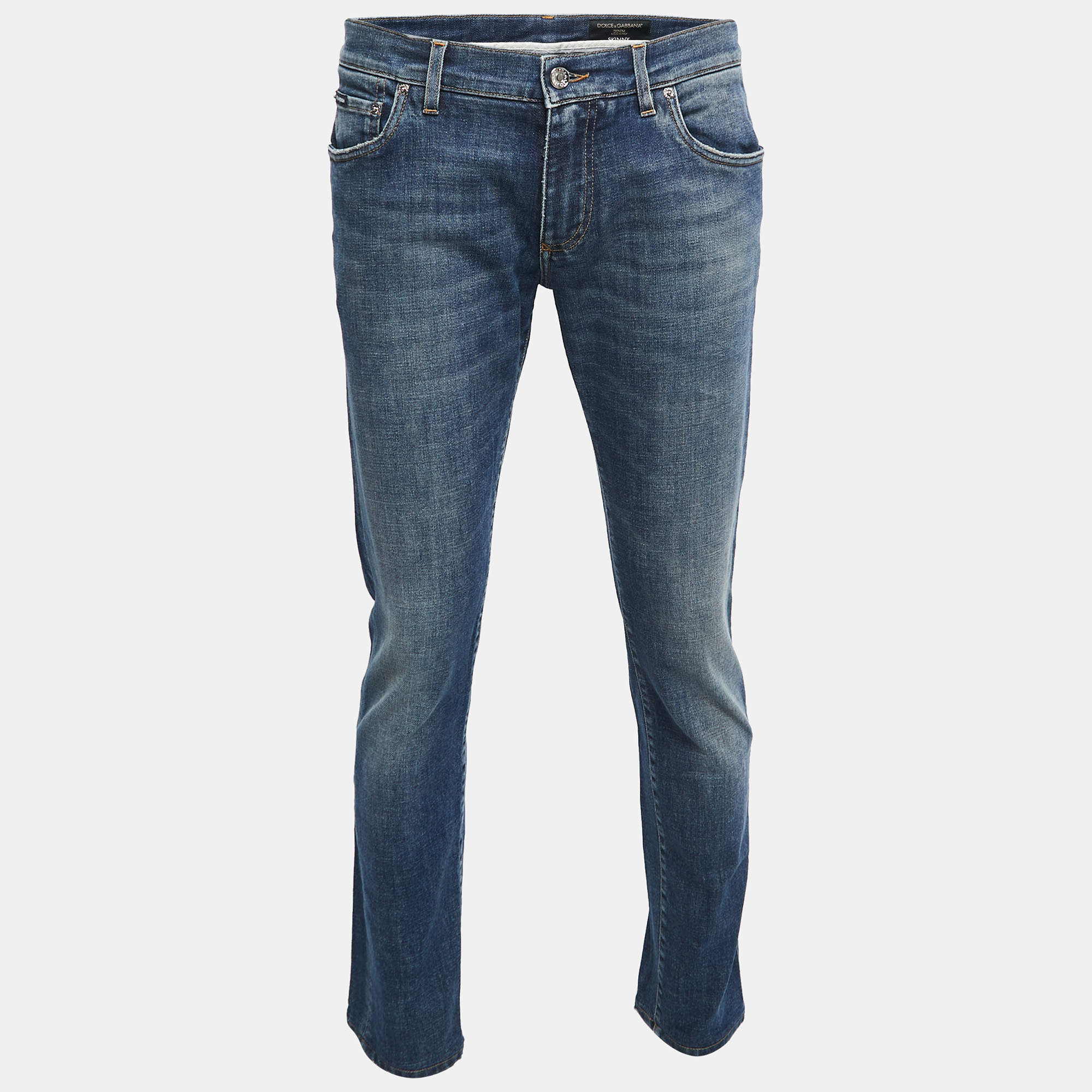 Pre Owned Dolce & Gabbana Blue Denim Skinny Jeans L Waist 34"