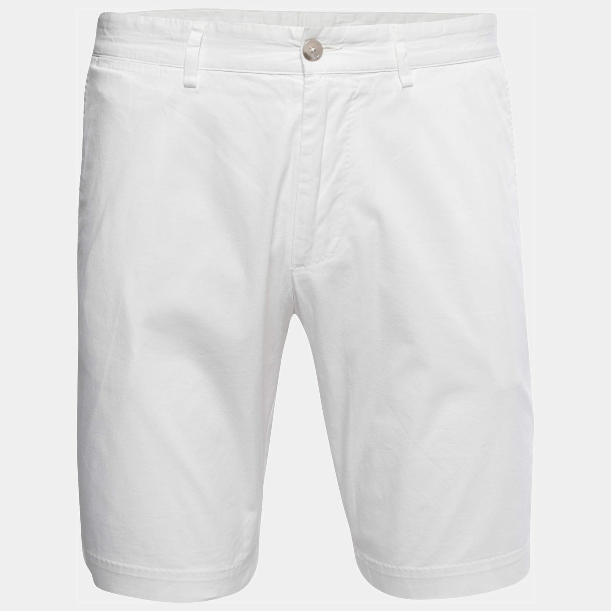 Pre Owned Dolce & Gabbana White Cotton Bermuda Shorts L