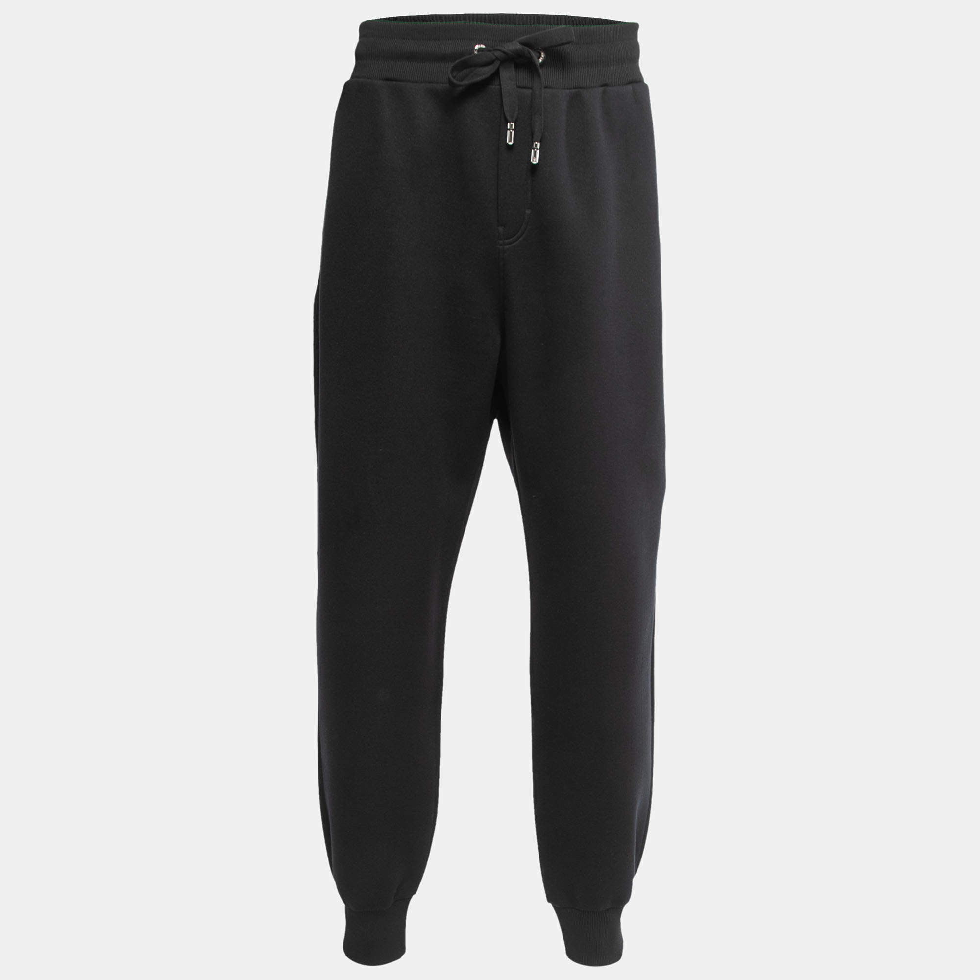Pre Owned Dolce & Gabbana Black Knit Logo Detail Jogger Pants 5XL