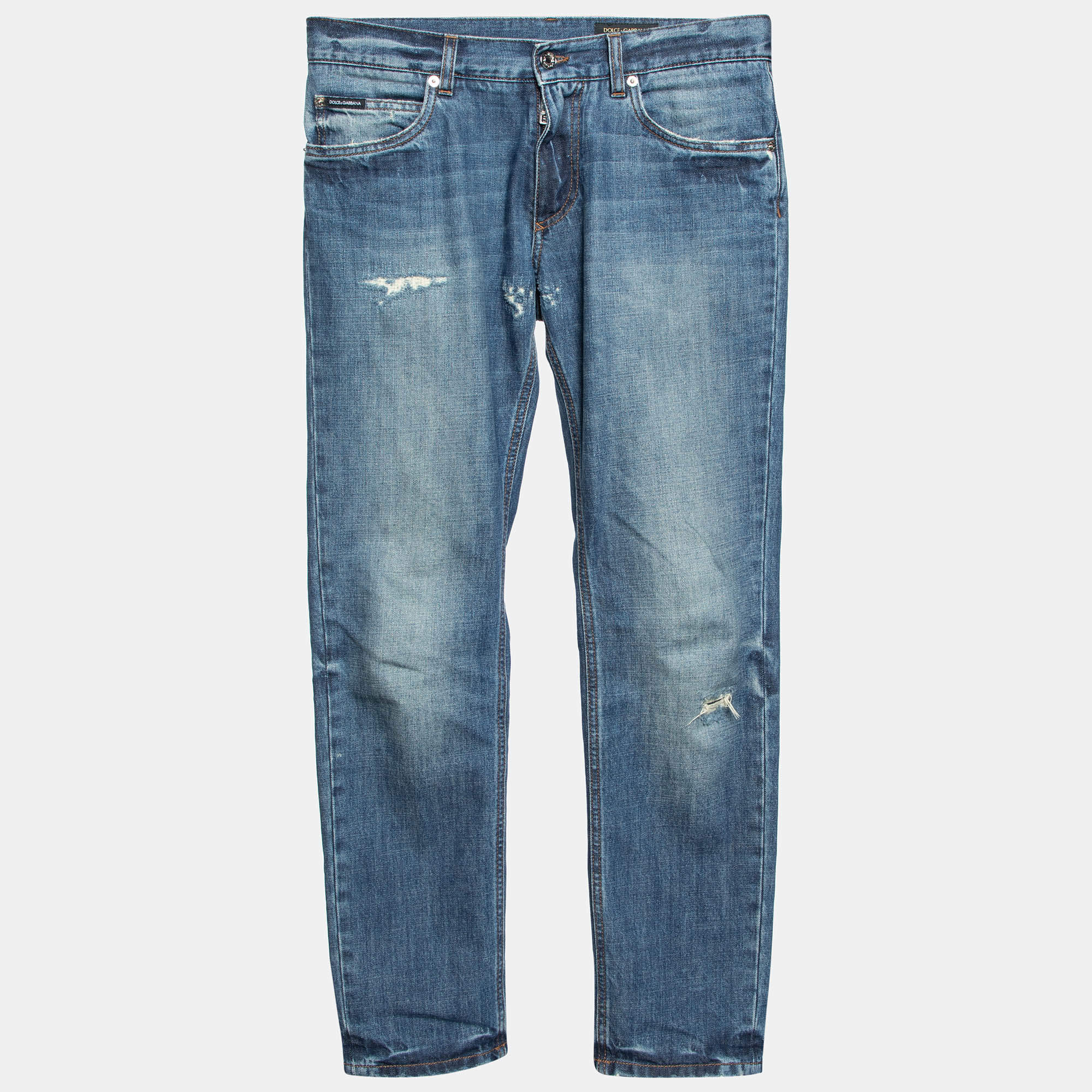 Pre Owned Dolce & Gabbana Navy Blue Denim Comfort Fit Jeans S