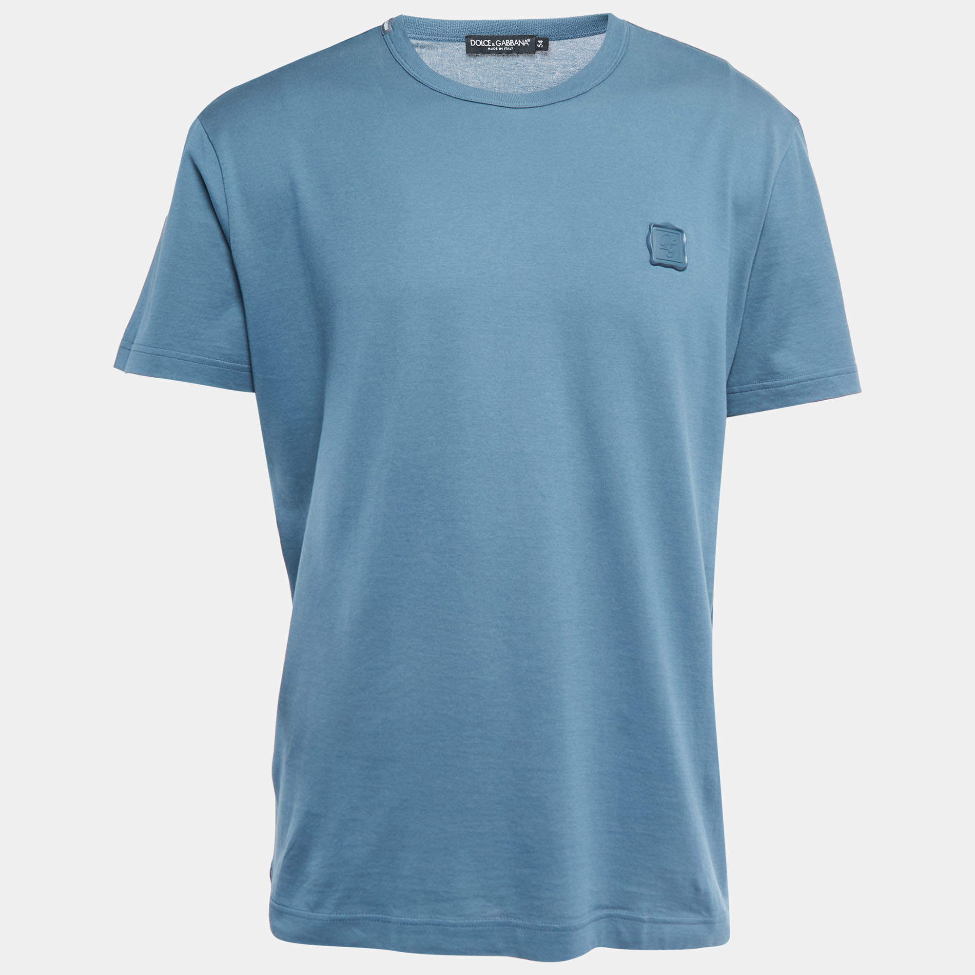 Pre Owned Dolce & Gabbana Teal Blue Cotton Crew Neck Half Sleeve T-Shirt XXL