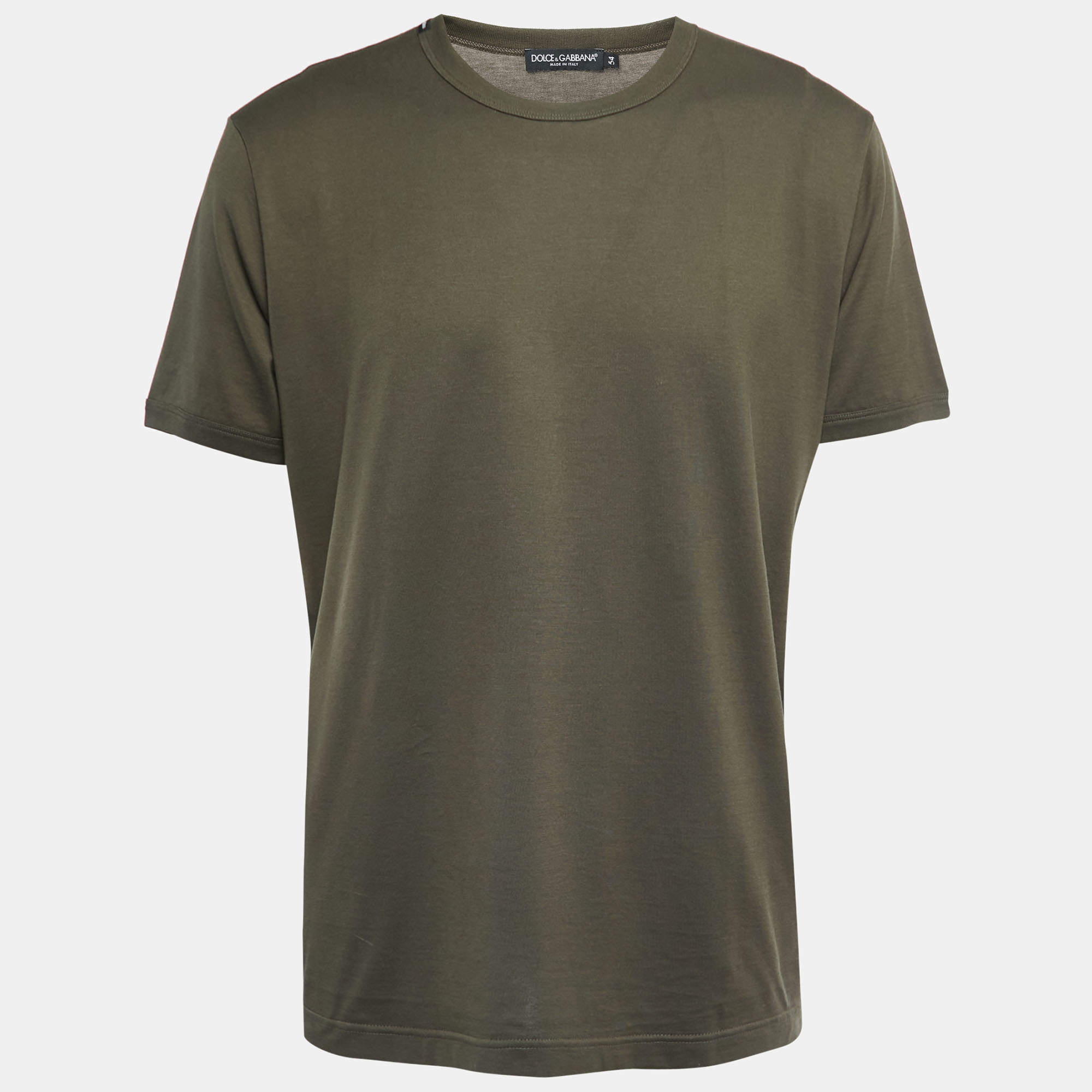 Pre Owned Dolce & Gabbana Military Green Cotton Crew Neck Half Sleeve T-Shirt XXL