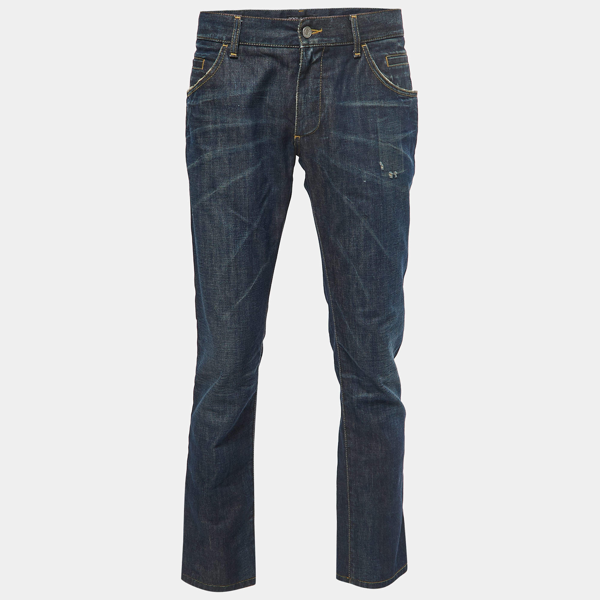 Pre Owned Dolce & Gabbana  Blue Denim 14 Straight Leg Jeans L Waist 32"