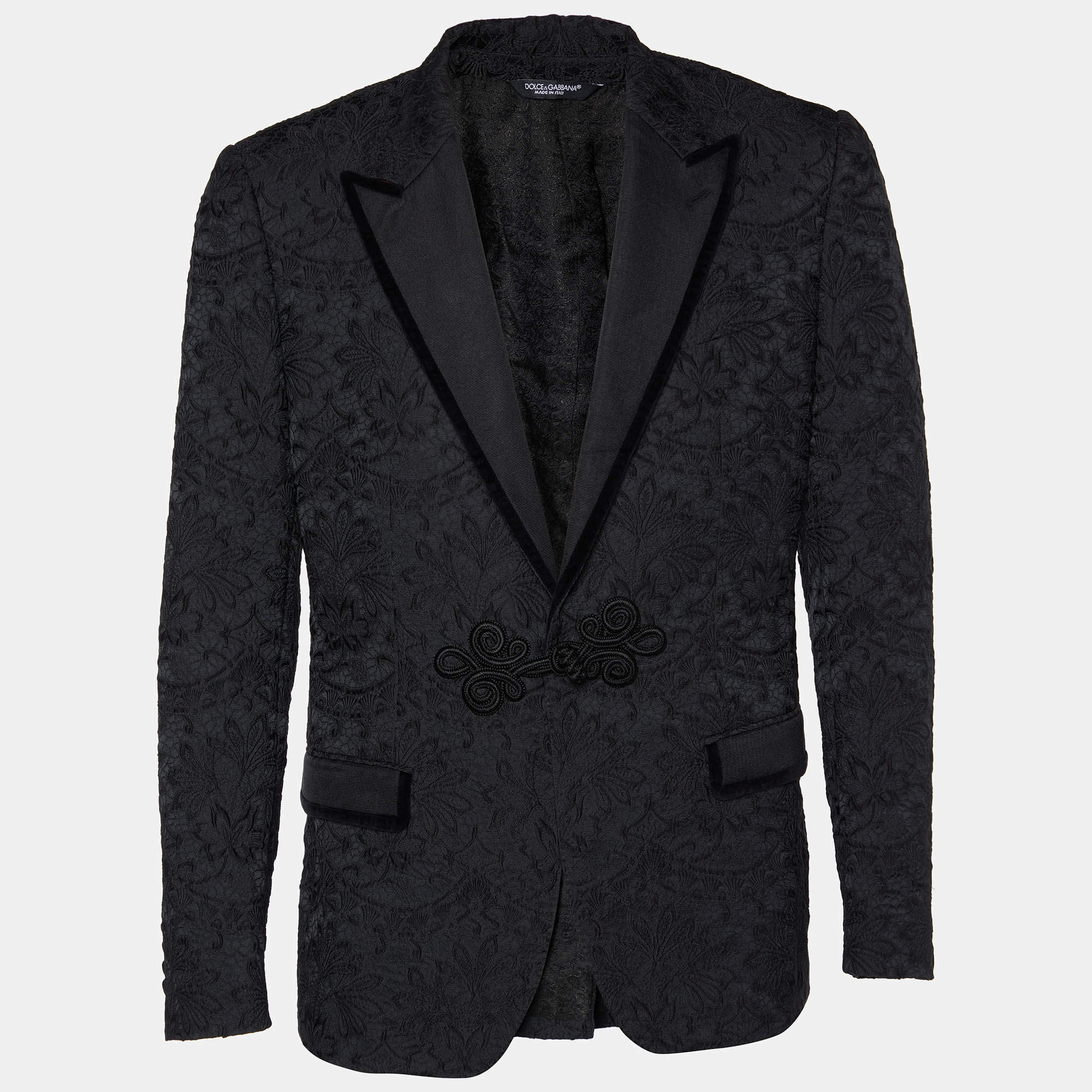 Dolce & Gabbana Black Jacquard Blazer L