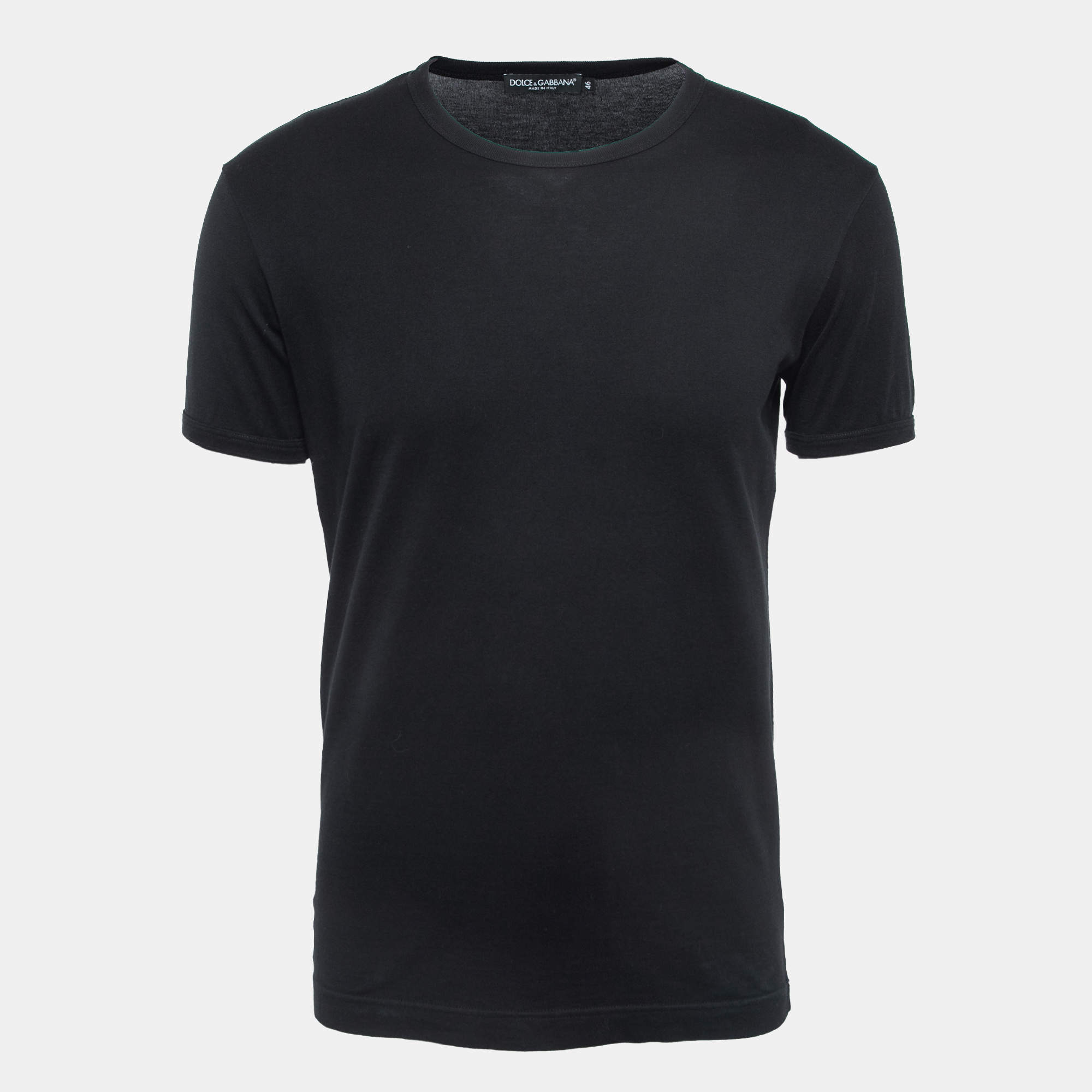 Pre Owned Dolce & Gabbana Black Cotton Crew Neck Half Sleeve T-Shirt S