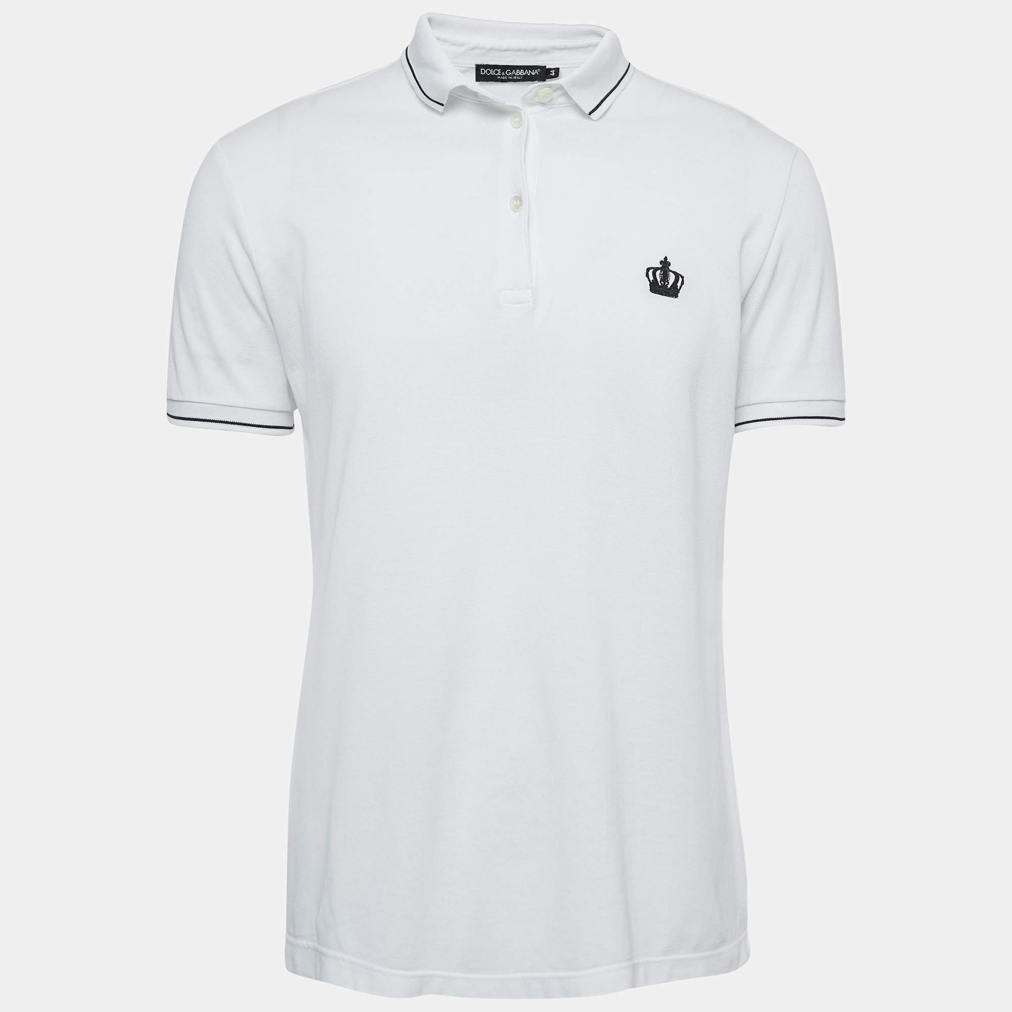 Dolce & Gabbana White Cotton Pique Polo T-Shirt XS