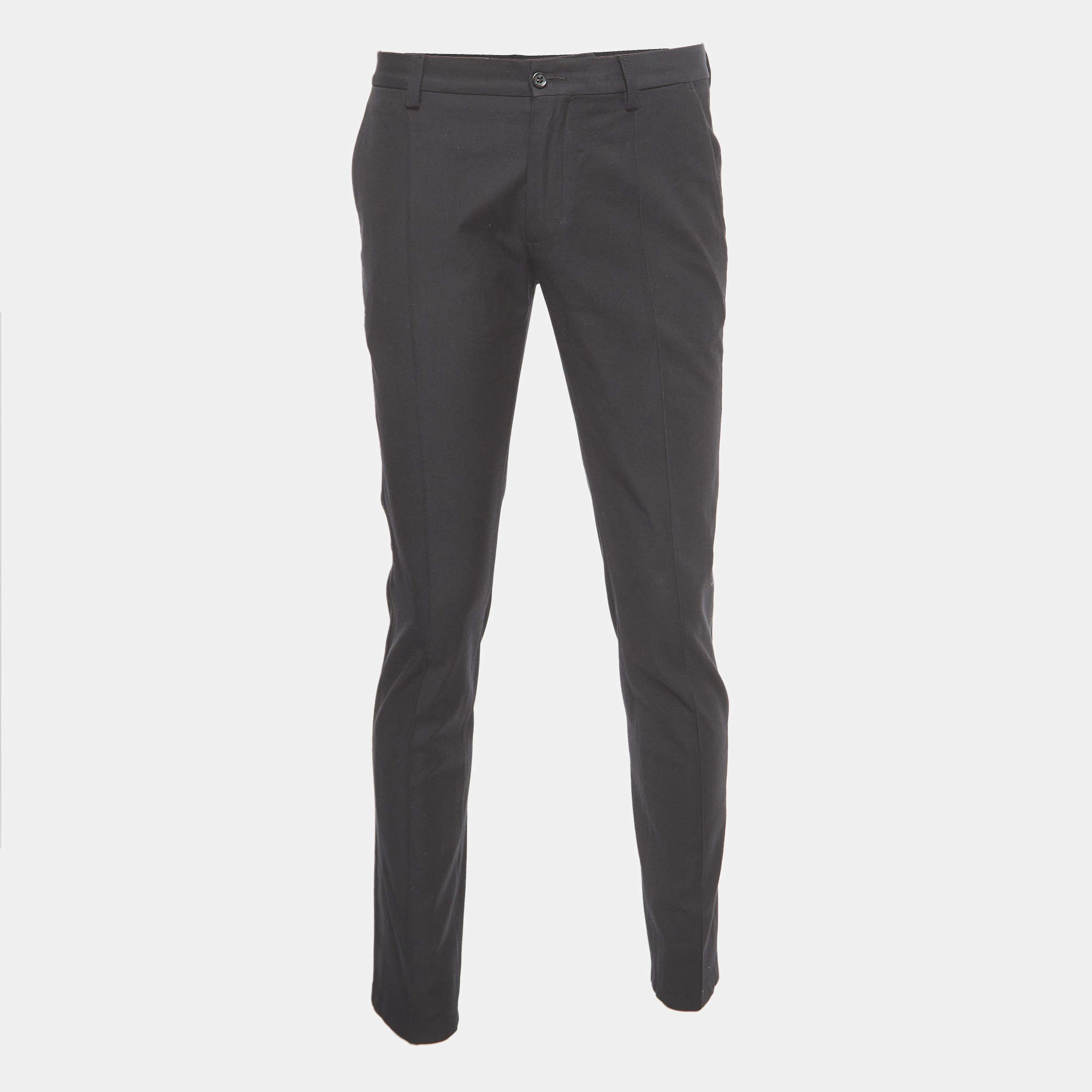 Pre Owned Dolce & Gabbana Black Wool Blend Slim Fit Pants M