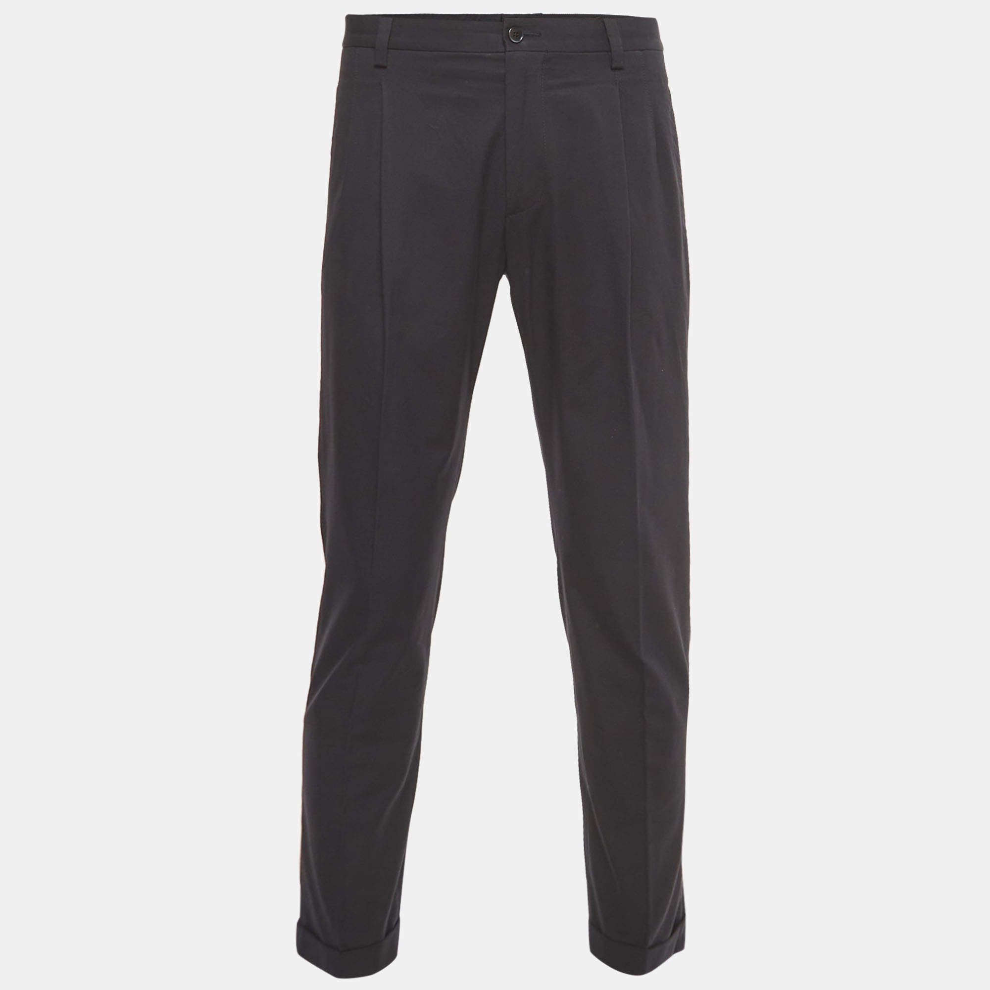 Pre Owned Dolce & Gabbana Black Cotton Regular Fit Pants M