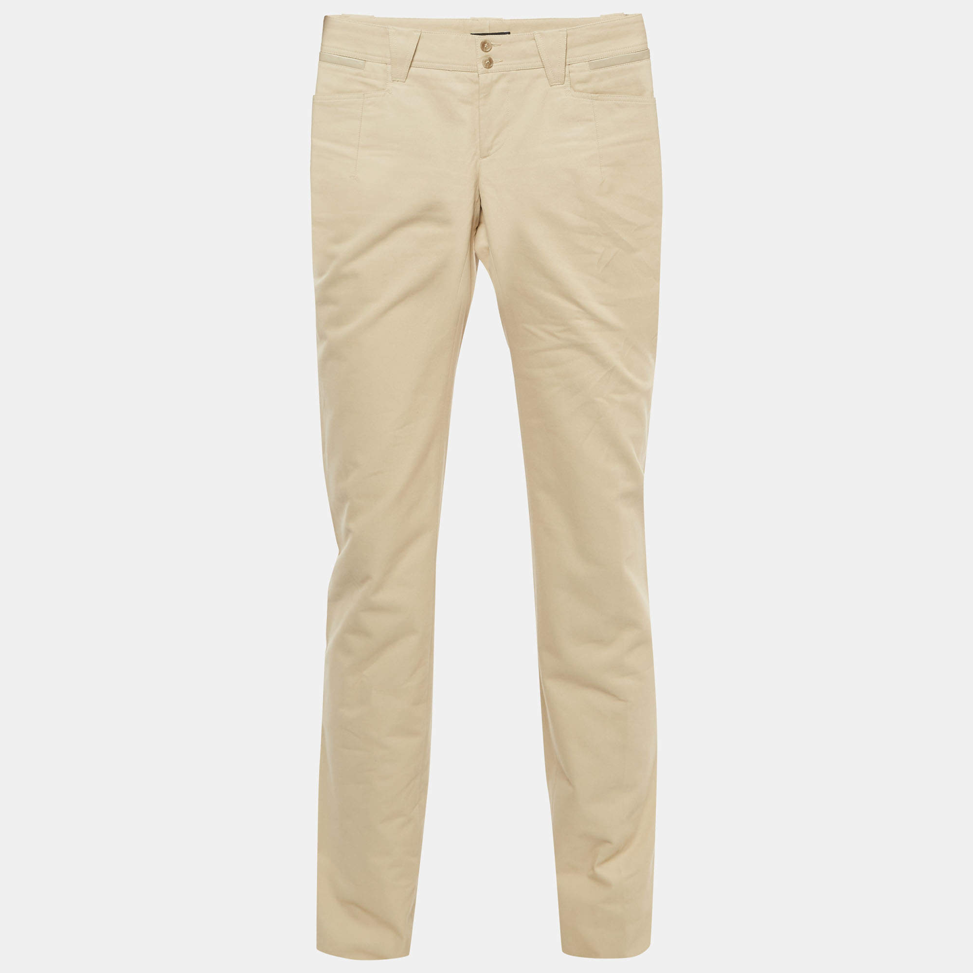 Pre Owned Dolce & Gabbana Beige Cotton Regular Fit Trousers M