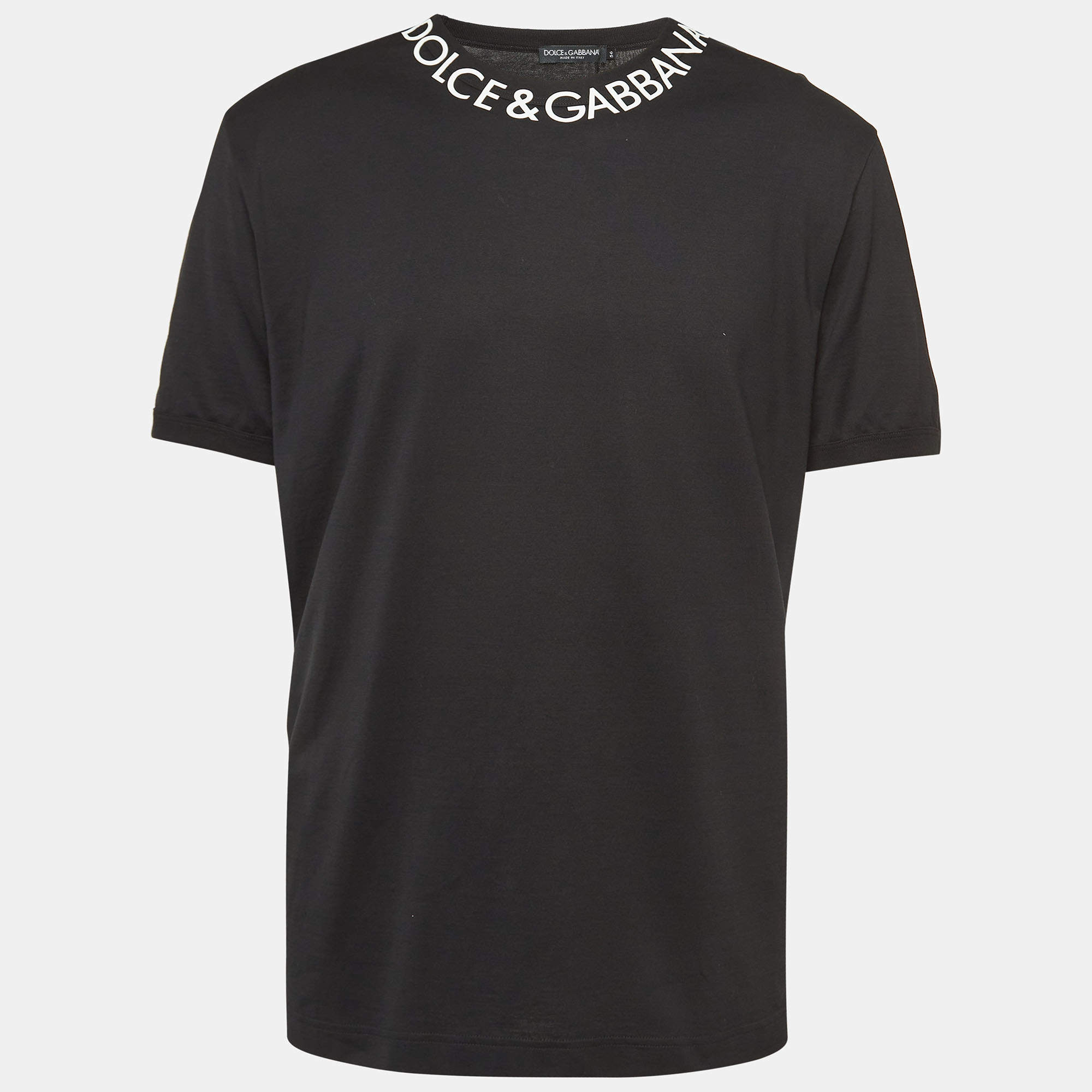 Pre Owned Dolce & Gabbana Black Logo Printed Cotton Crew Neck T-Shirt XXXL