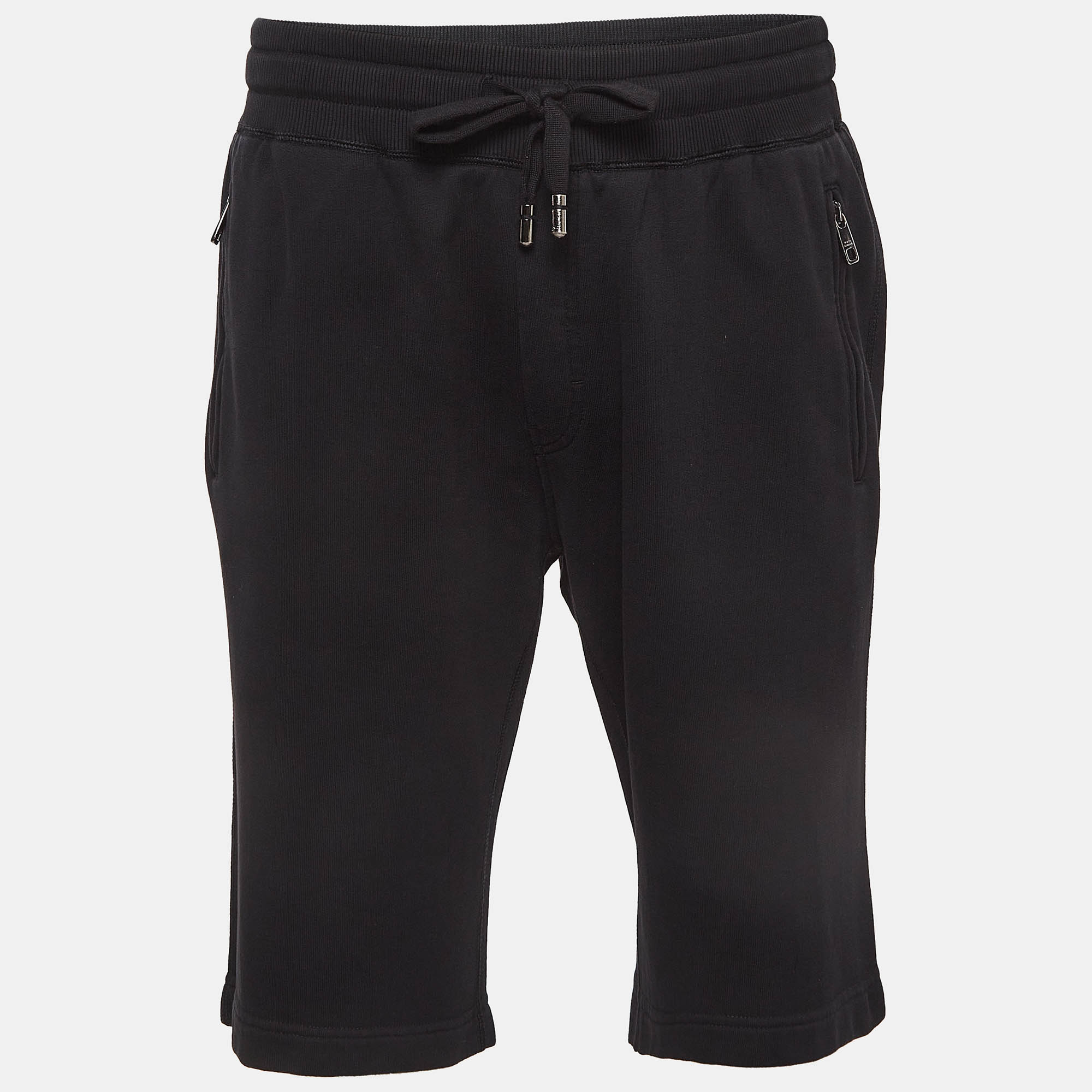 Pre Owned Dolce & Gabbana Black Cotton Knit Shorts XL