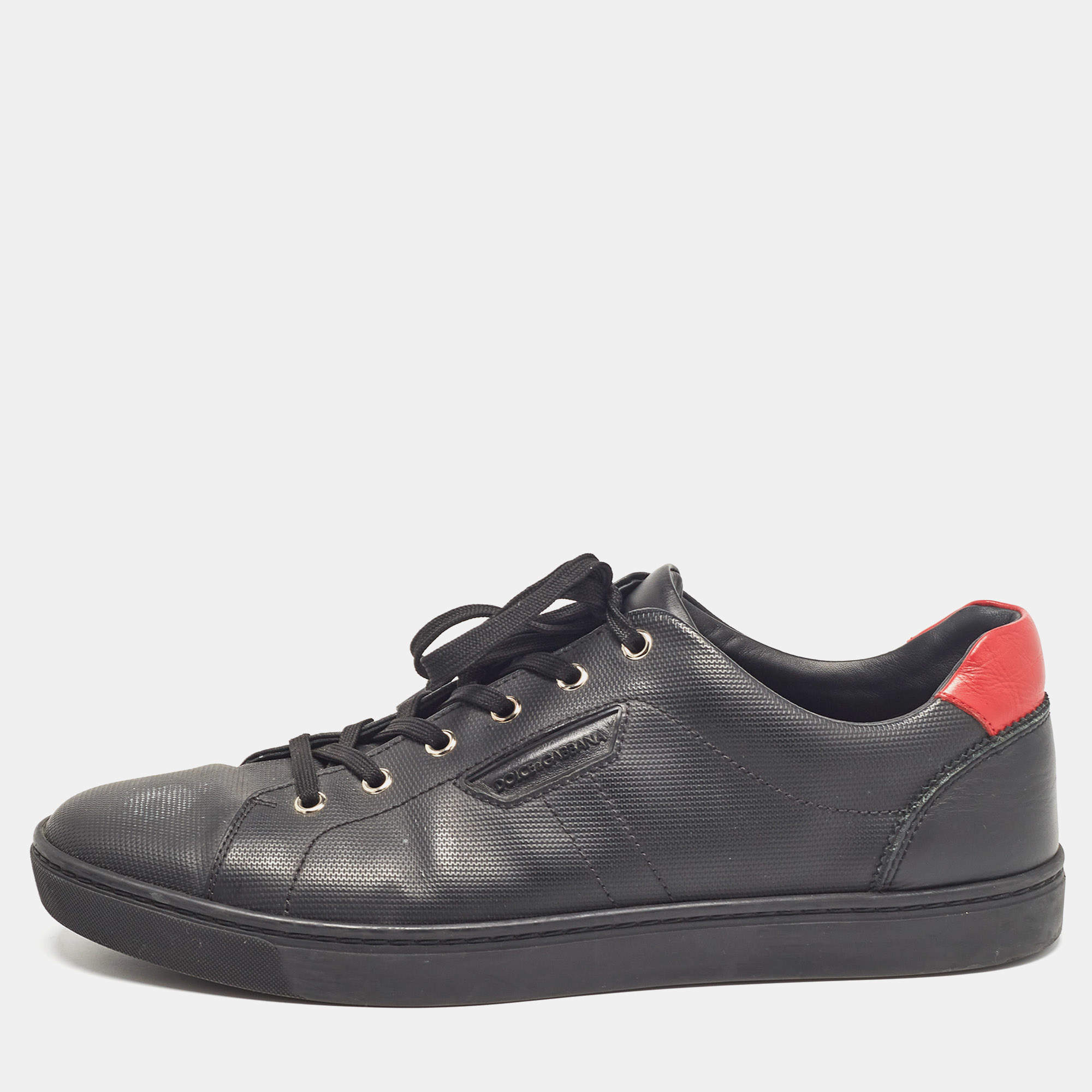 مملوكة مسبقًا Dolce & Gabbana Black Portofino Leather Low Top Sneakers Size 44