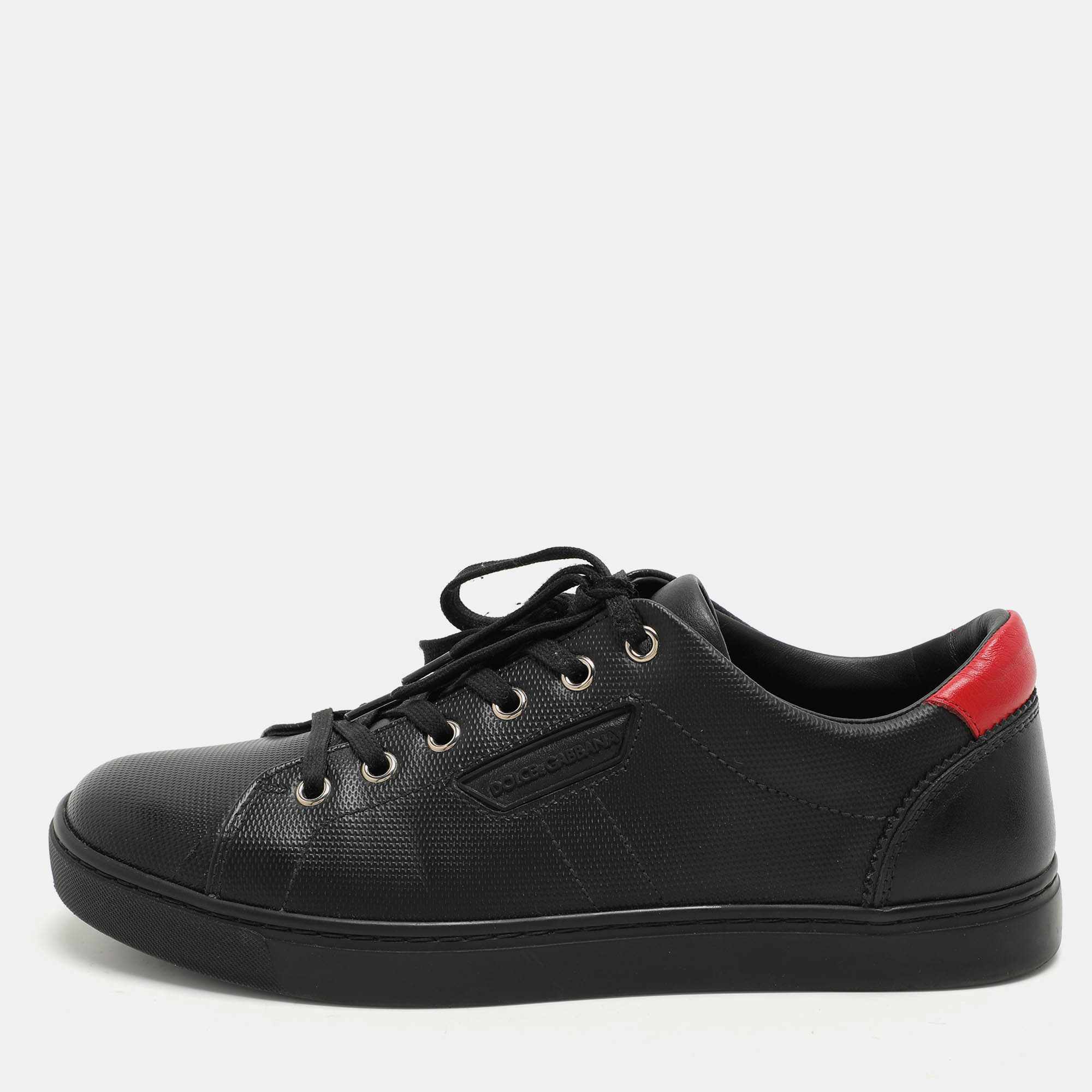 Dolce & Gabbana Black Leather Portofino Low Top Sneakers Size 39