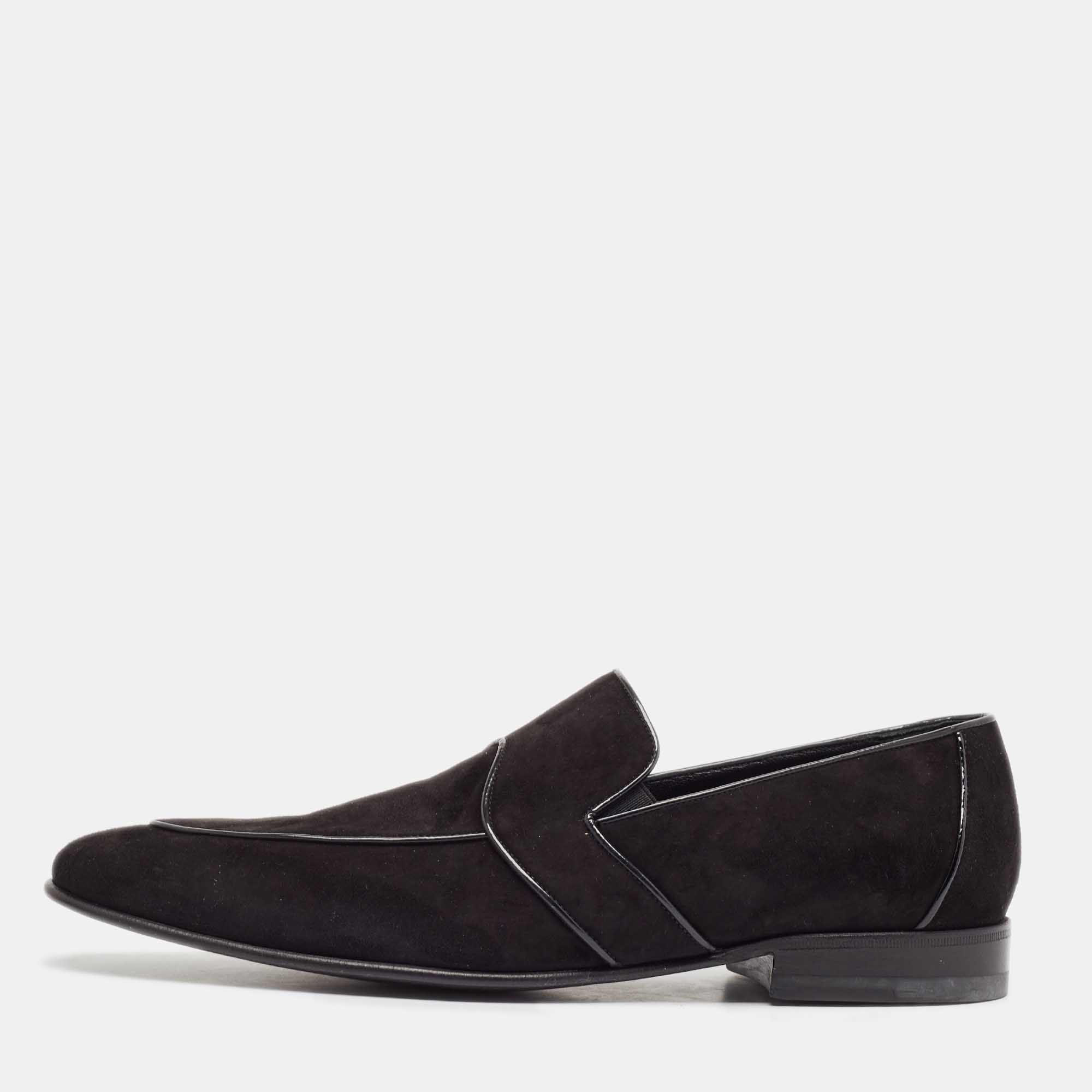 Dolce & Gabbana Black Suede Slip On Loafers Size 43