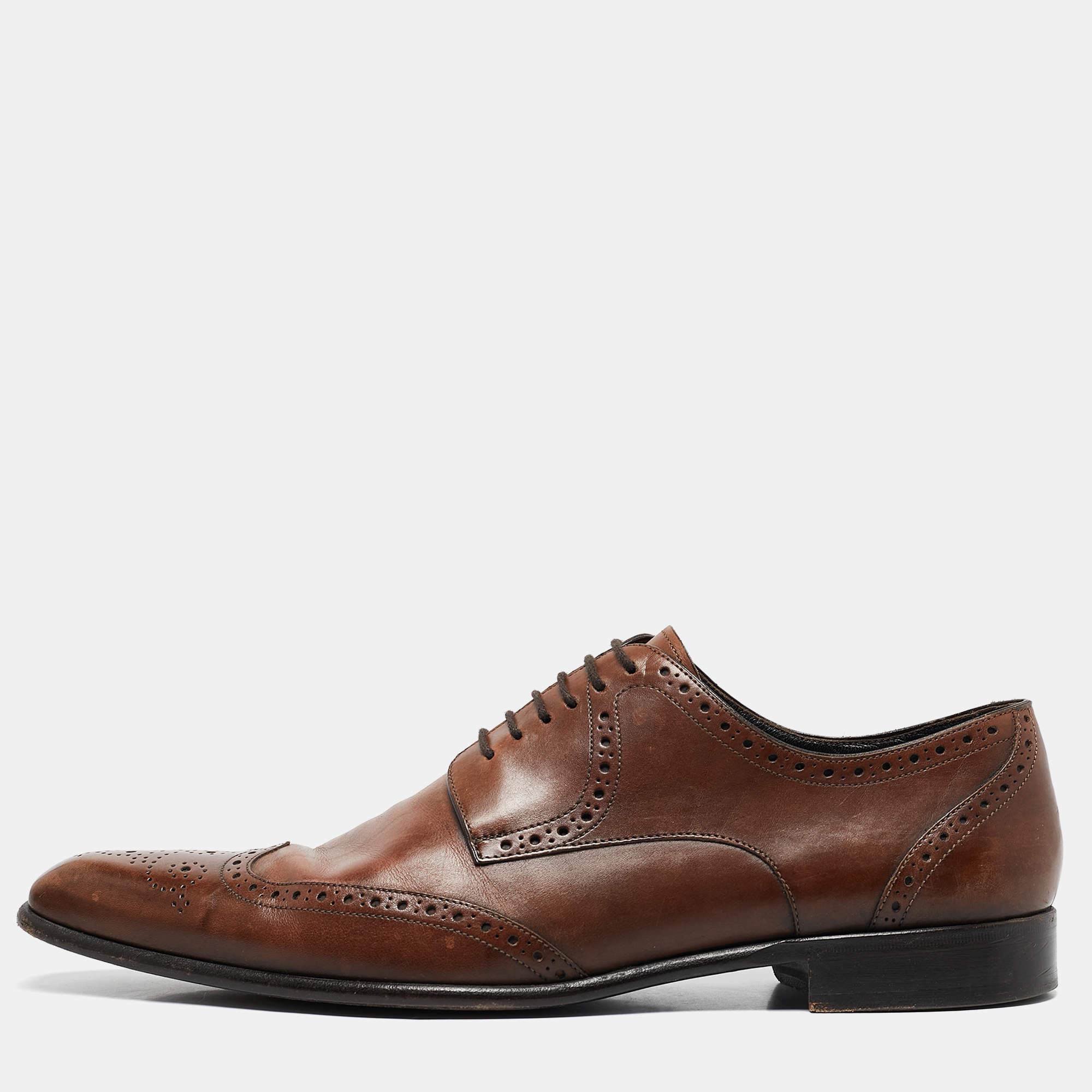Dolce & Gabbana Brown Leather Brogue Derby Oxfords Size 43