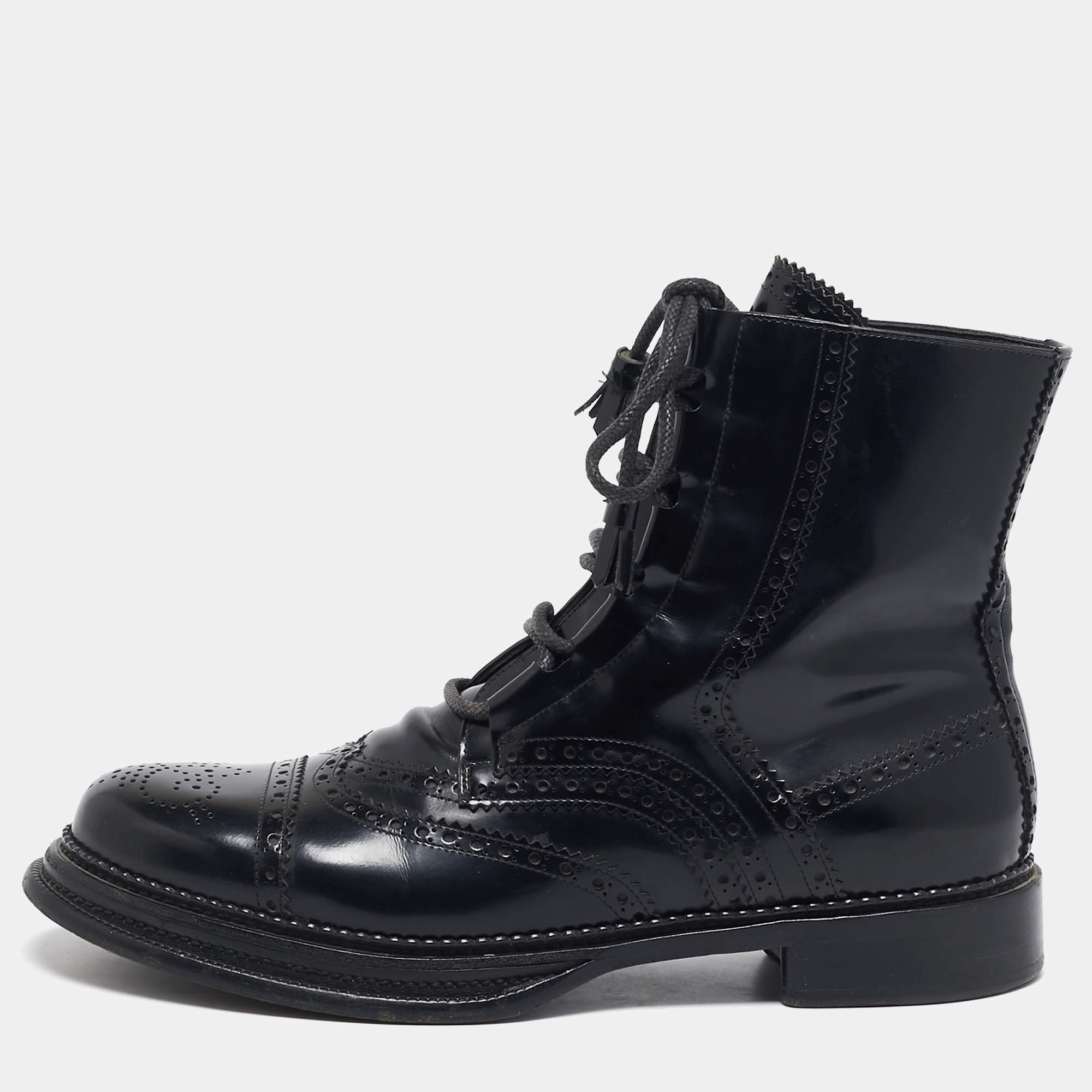 Dolce & Gabbana Black Leather Ankle Length Boots Size 42.5