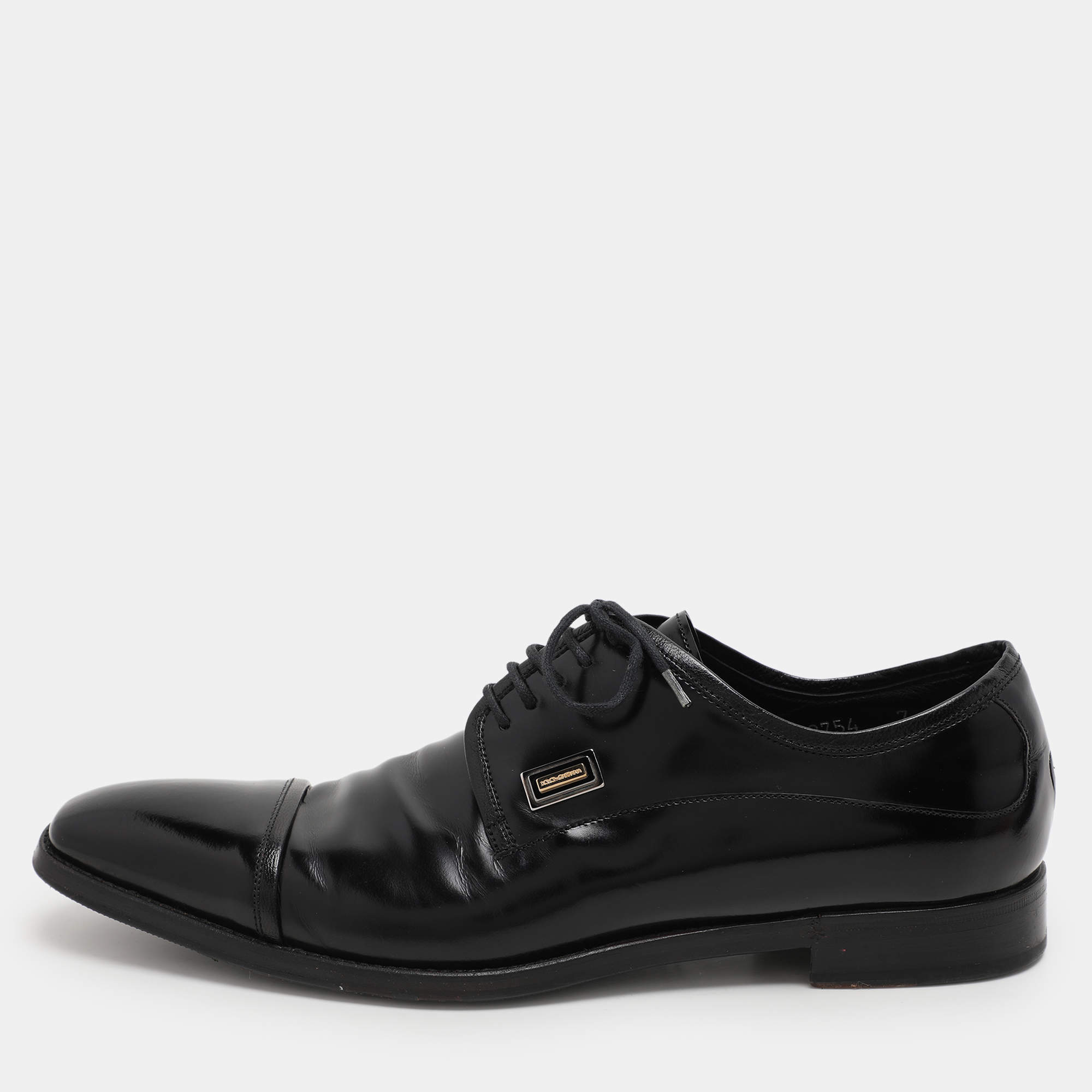 Dolce & Gabbana Black Patent Leather Oxfords Size 41