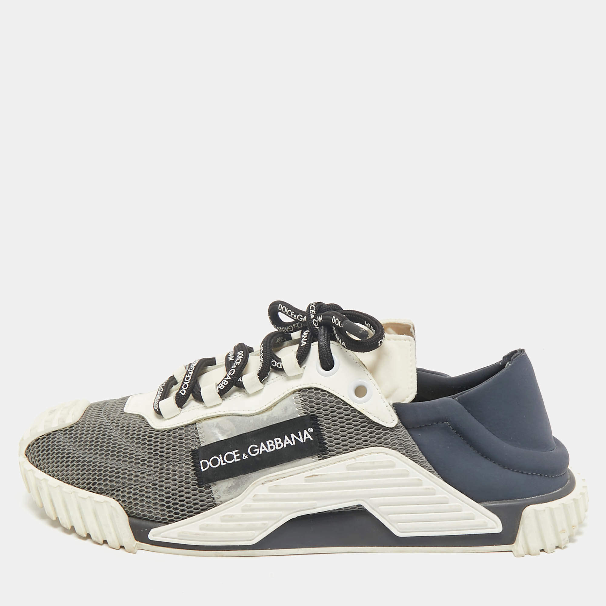 Dolce & Gabbana Black Mesh and Nylon Dymaster Lace Up Sneakers Size 42