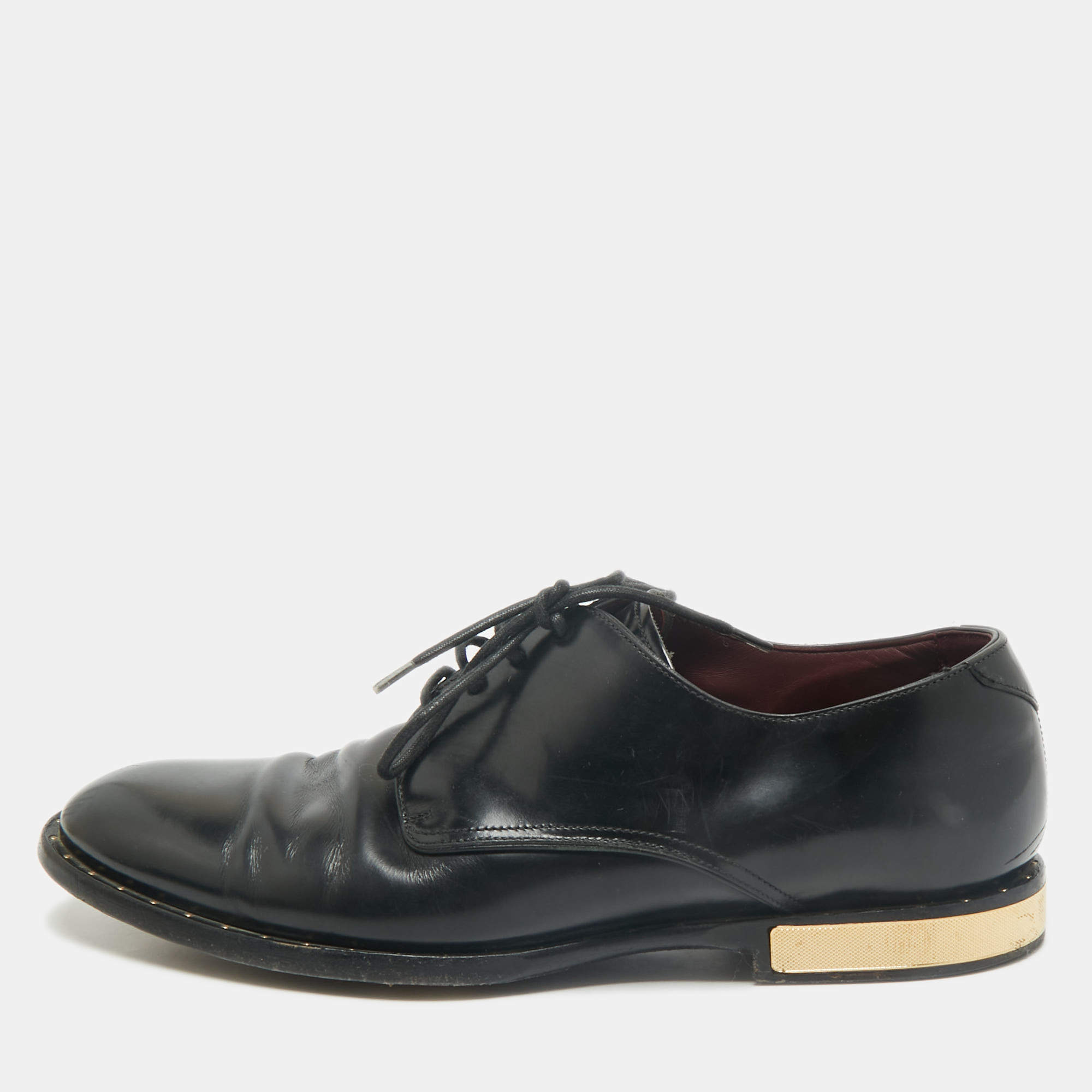 Pre Owned Dolce & Gabbana Black Leather Lace Up Derby Size 40