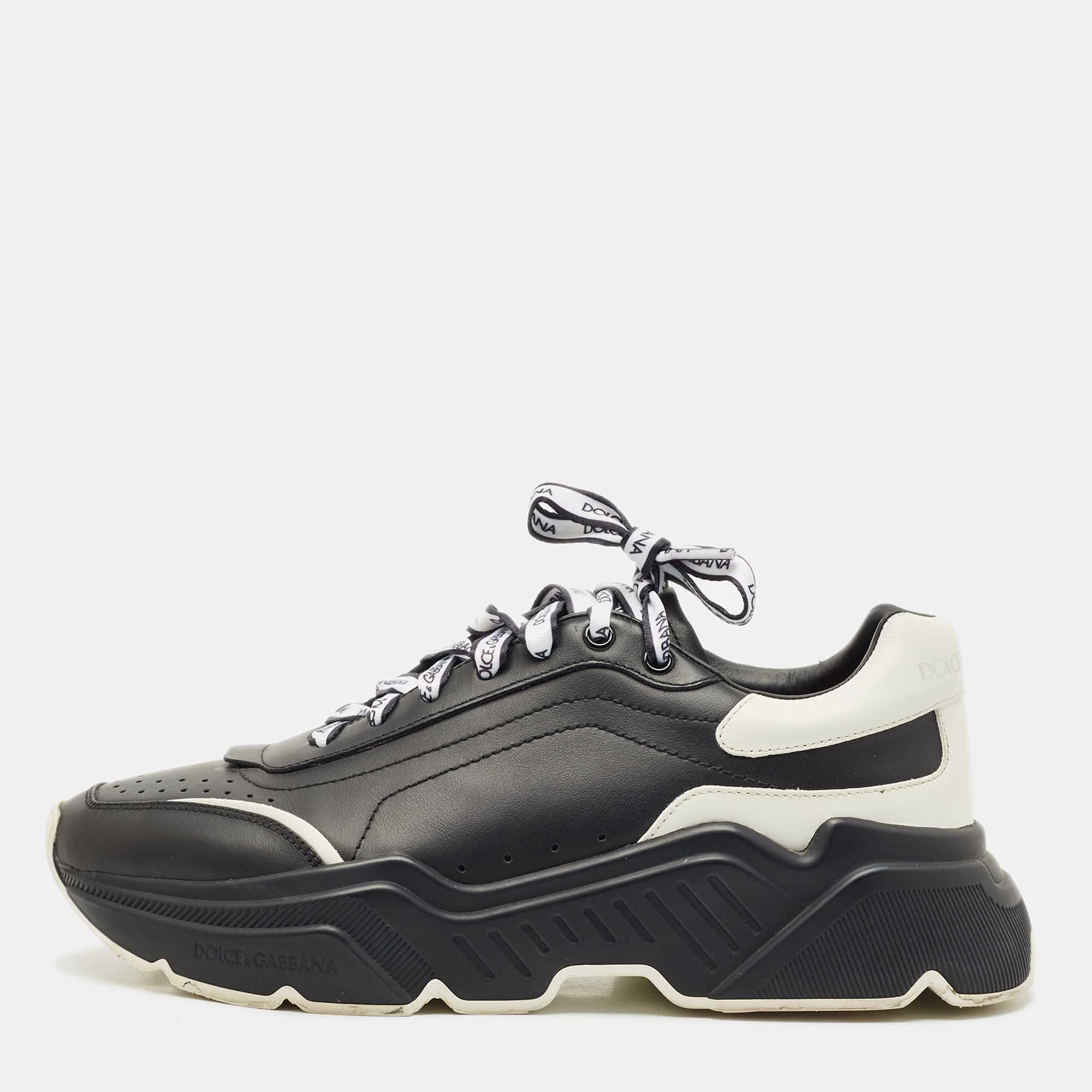 Dolce & Gabbana Black/White Leather Daymaster Low Top Sneakers Size 41
