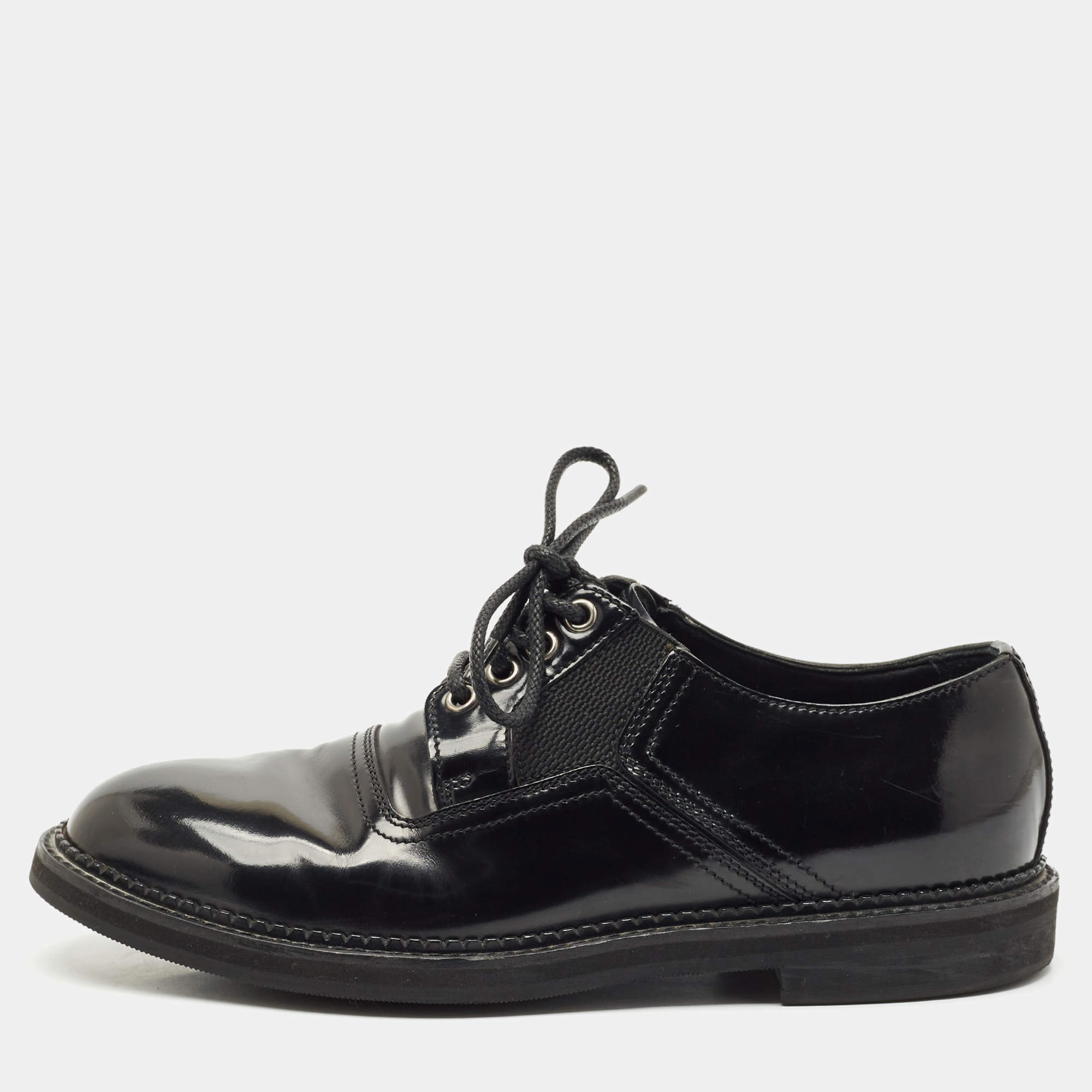 Dolce & Gabbana Black Leather and Mesh Derby Size 40.5
