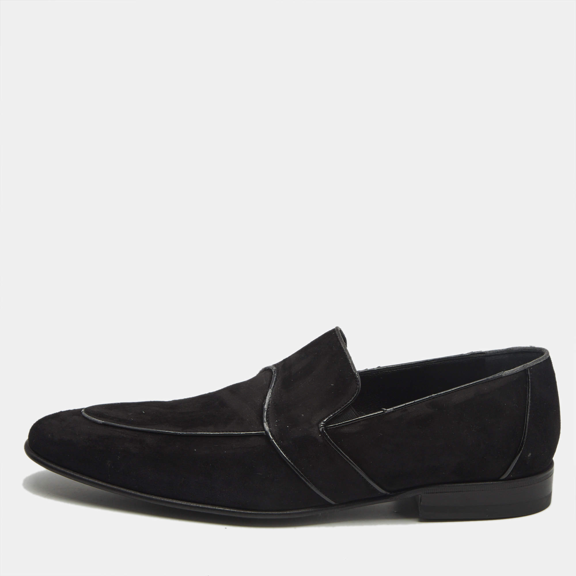 Pre Owned Dolce & Gabbana Black Suede Slip On Loafers Size 43