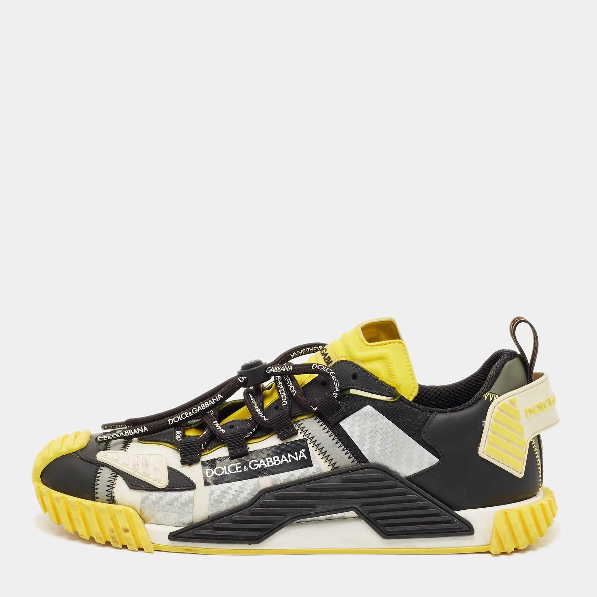 Pre Owned Dolce & Gabbana Multicolor Leather and Mesh ns1 Lace Up Sneakers Size 43