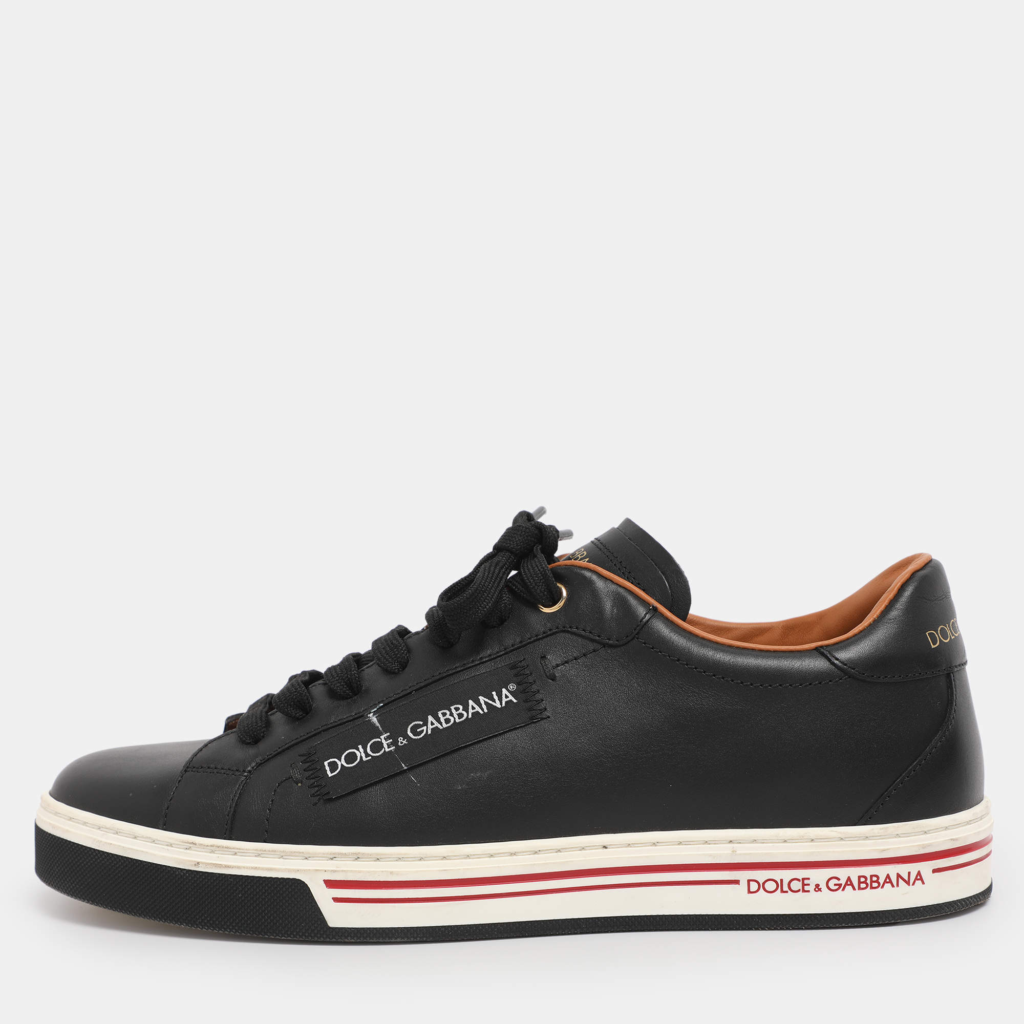 Pre Owned Dolce & Gabbana Black Leather Low Top Sneakers Size 41